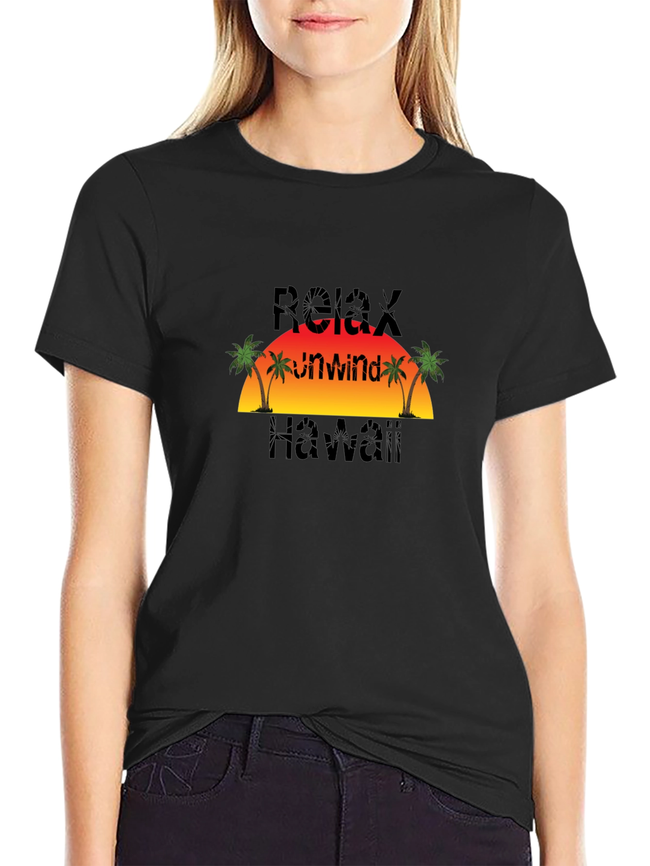 Relax Unwind Hawaii Black T-Shirt