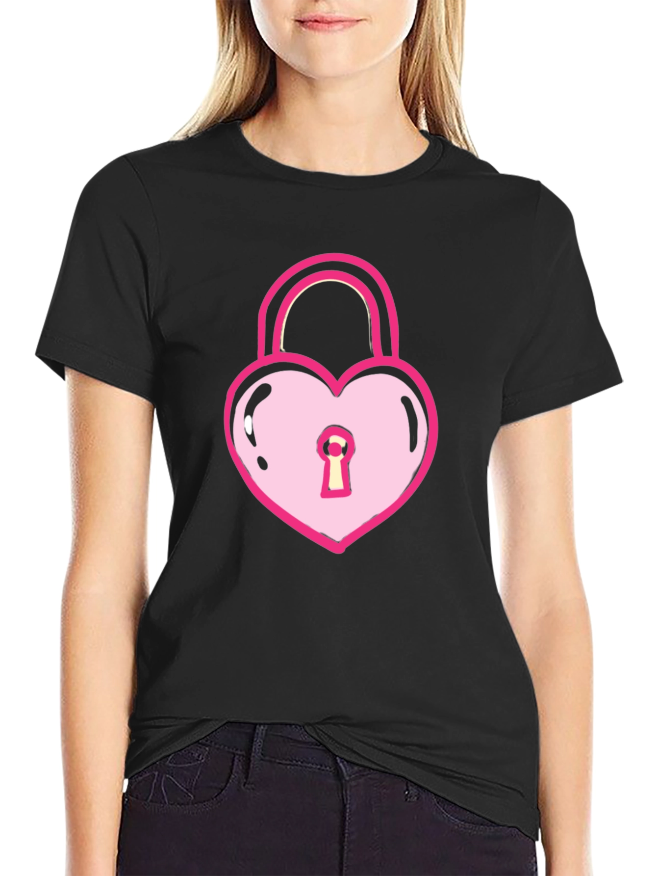 Heart Lock T-Shirt - Sweet & Edgy Style