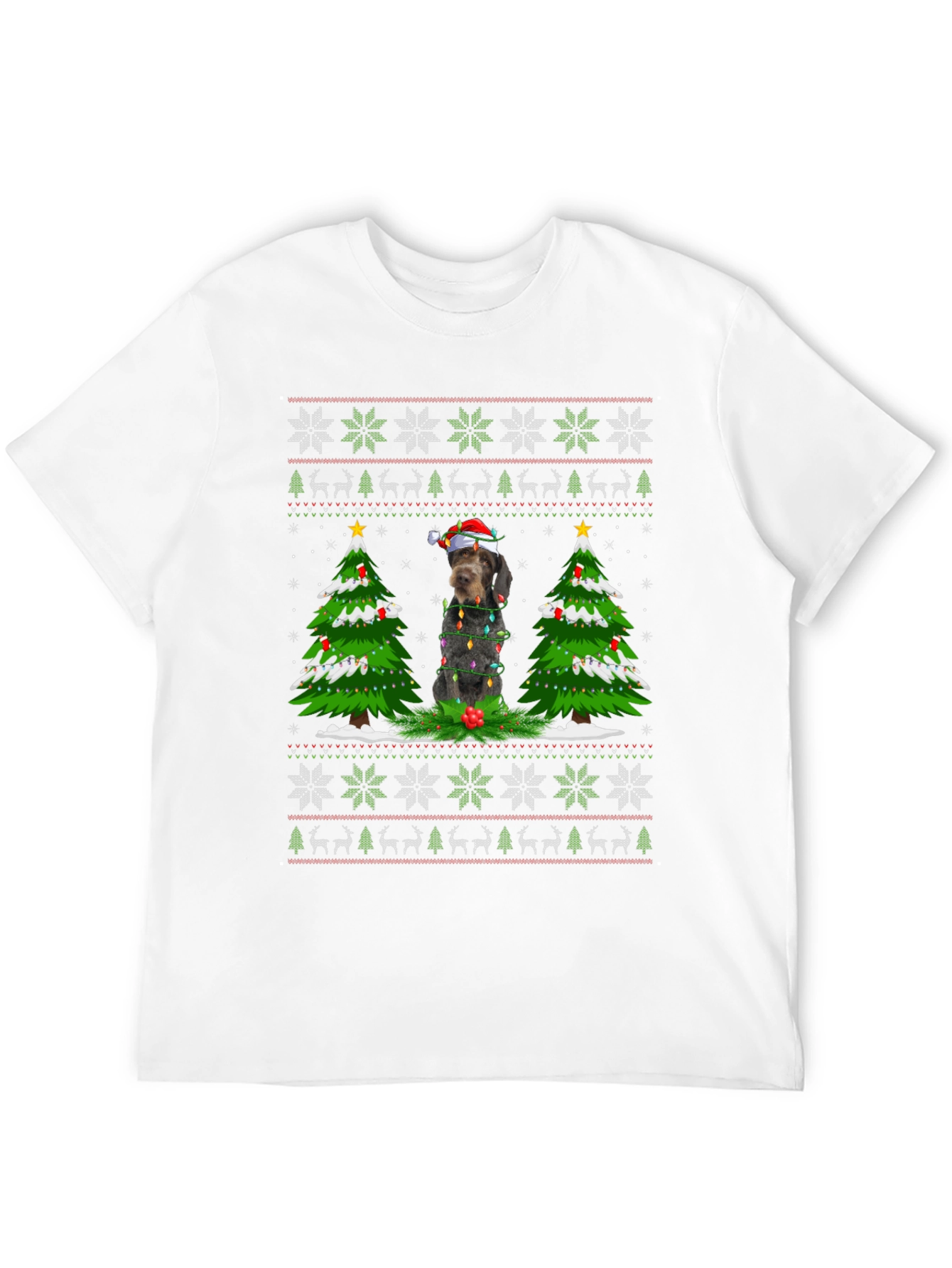 Festive Dog Christmas Ugly Sweater T-Shirt