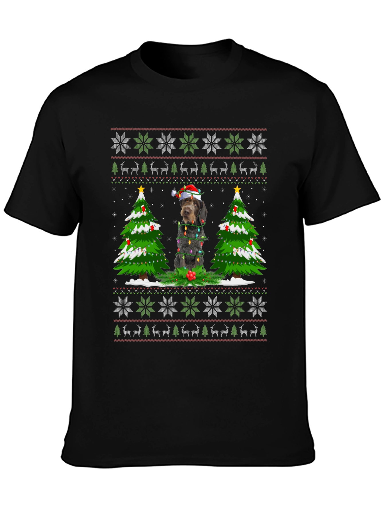 Festive Dog Christmas Ugly Sweater T-Shirt