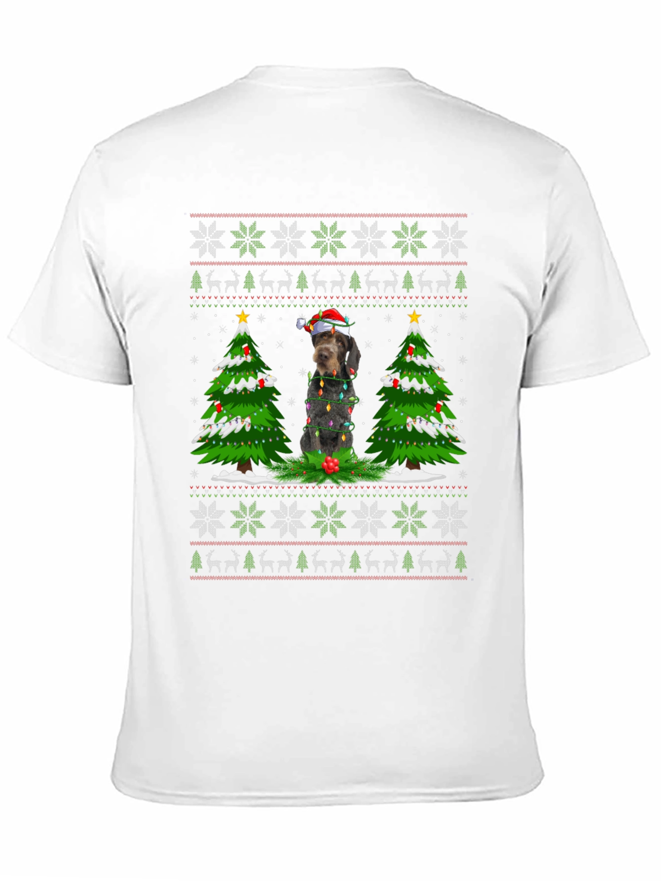 Festive Dog Christmas Ugly Sweater T-Shirt