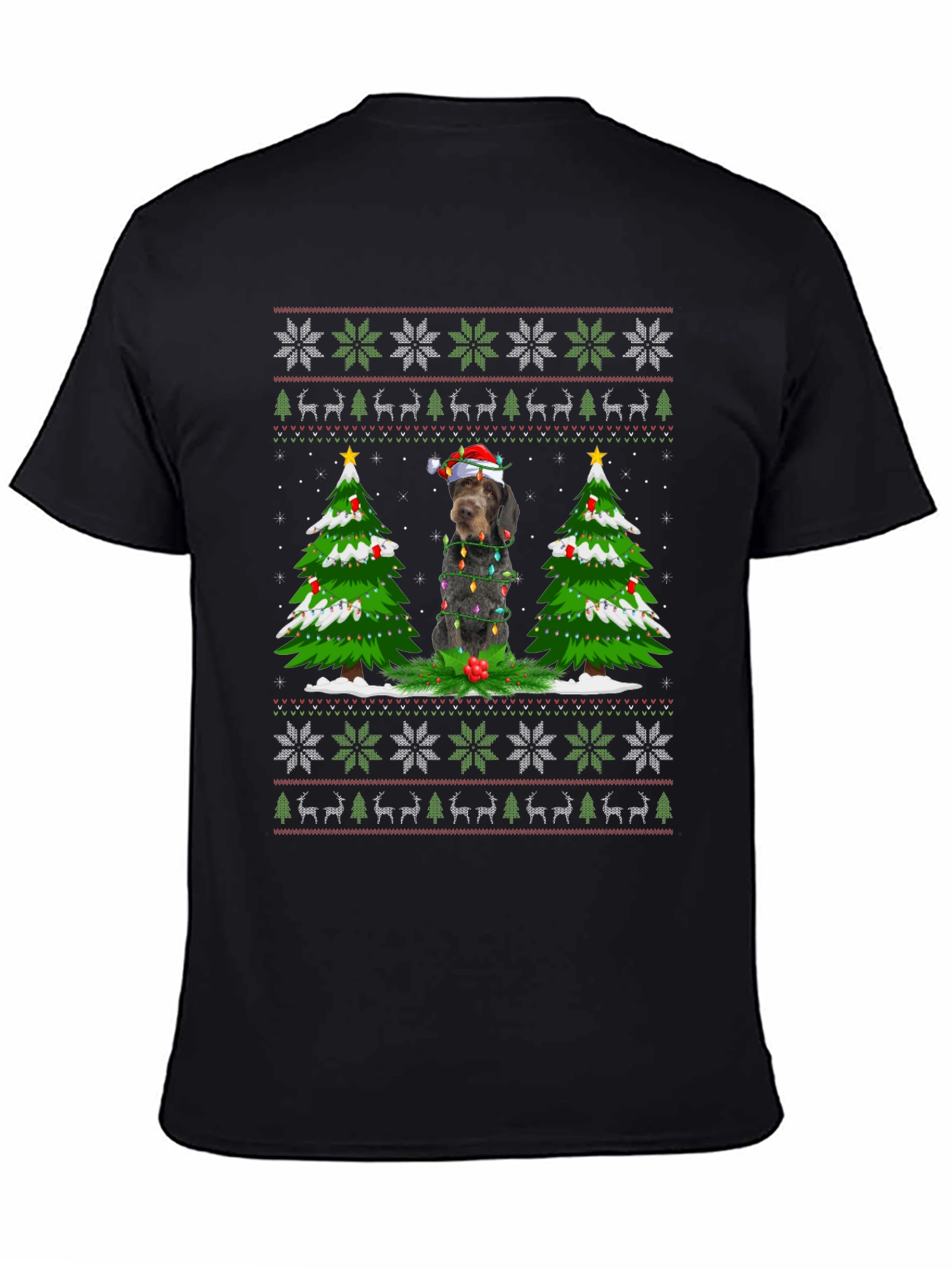 Festive Dog Christmas Ugly Sweater T-Shirt