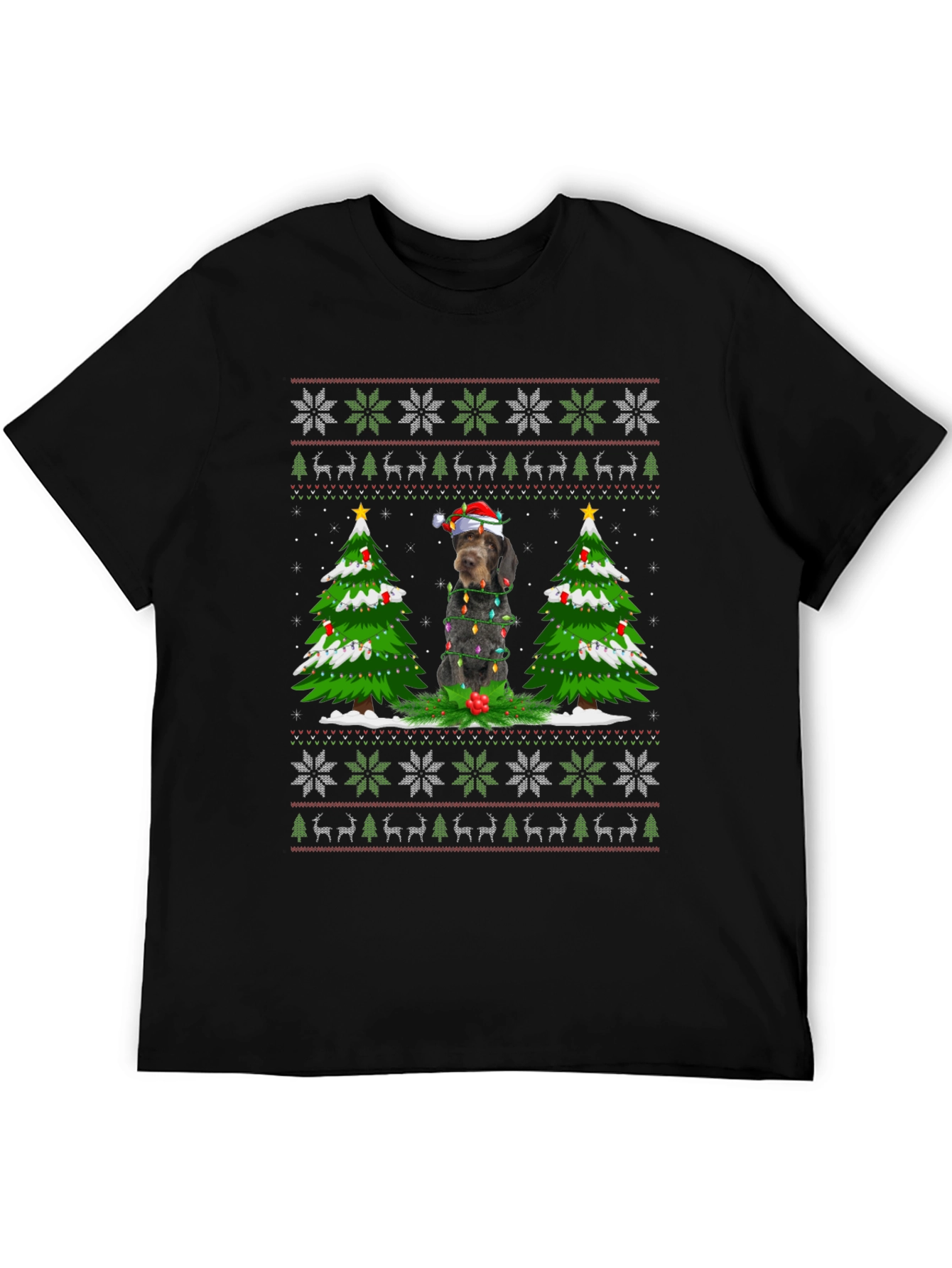 Festive Dog Christmas Ugly Sweater T-Shirt