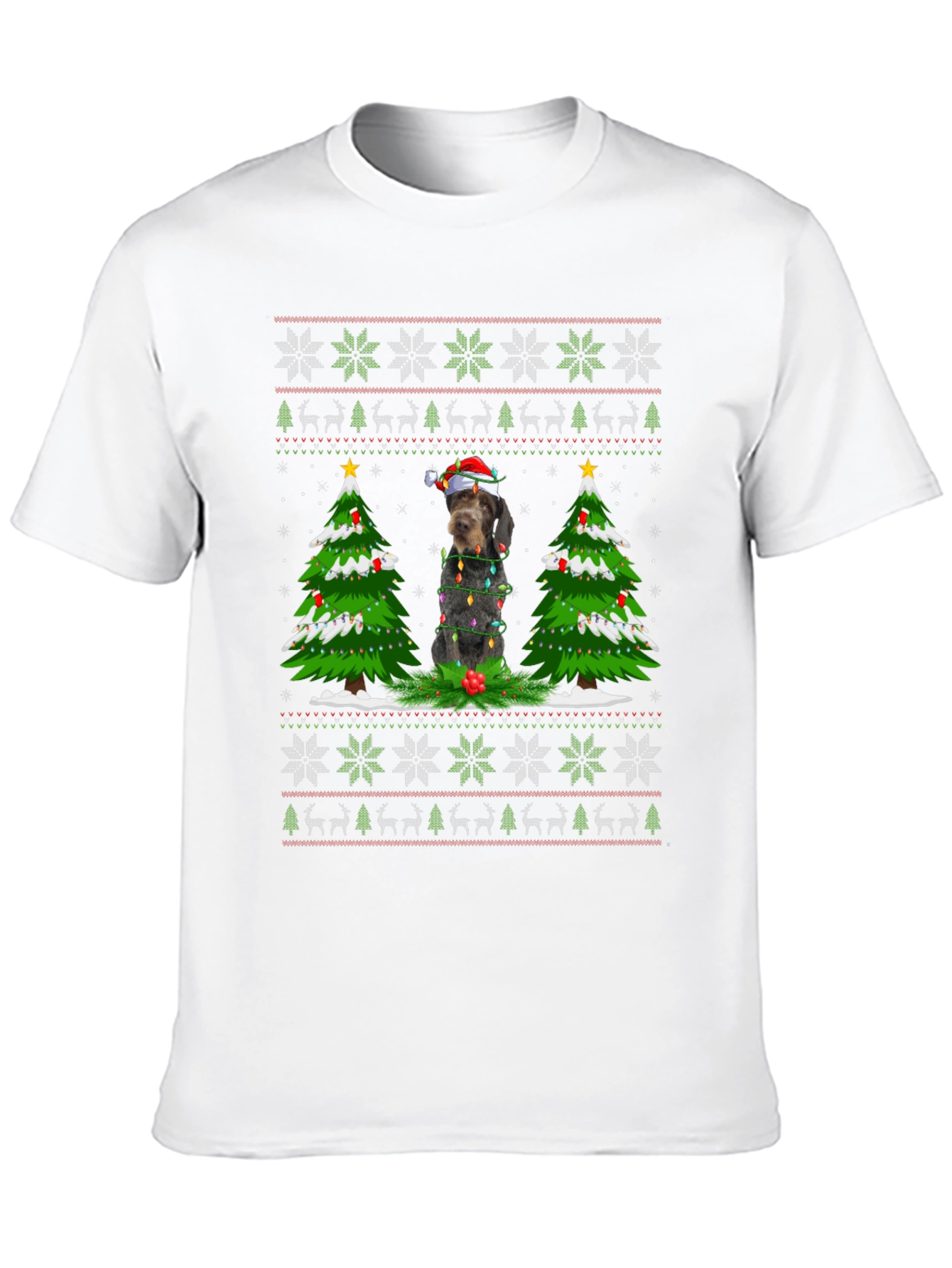 Festive Dog Christmas Ugly Sweater T-Shirt