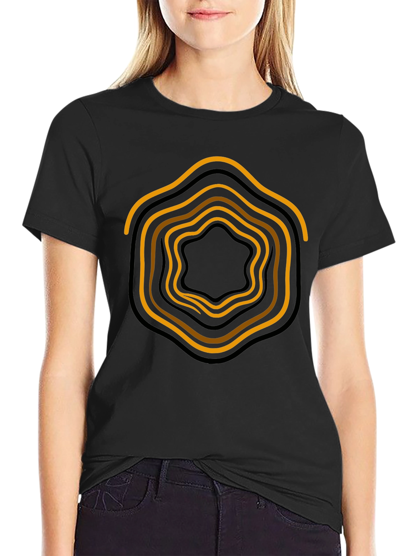 Abstract Graphic Print Black T-Shirt