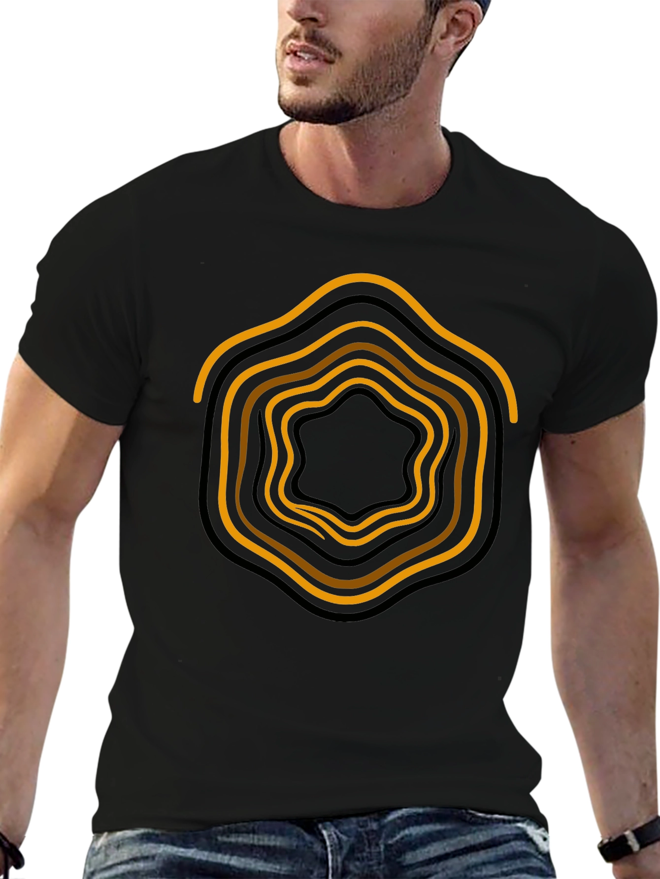 Abstract Graphic Print Black T-Shirt