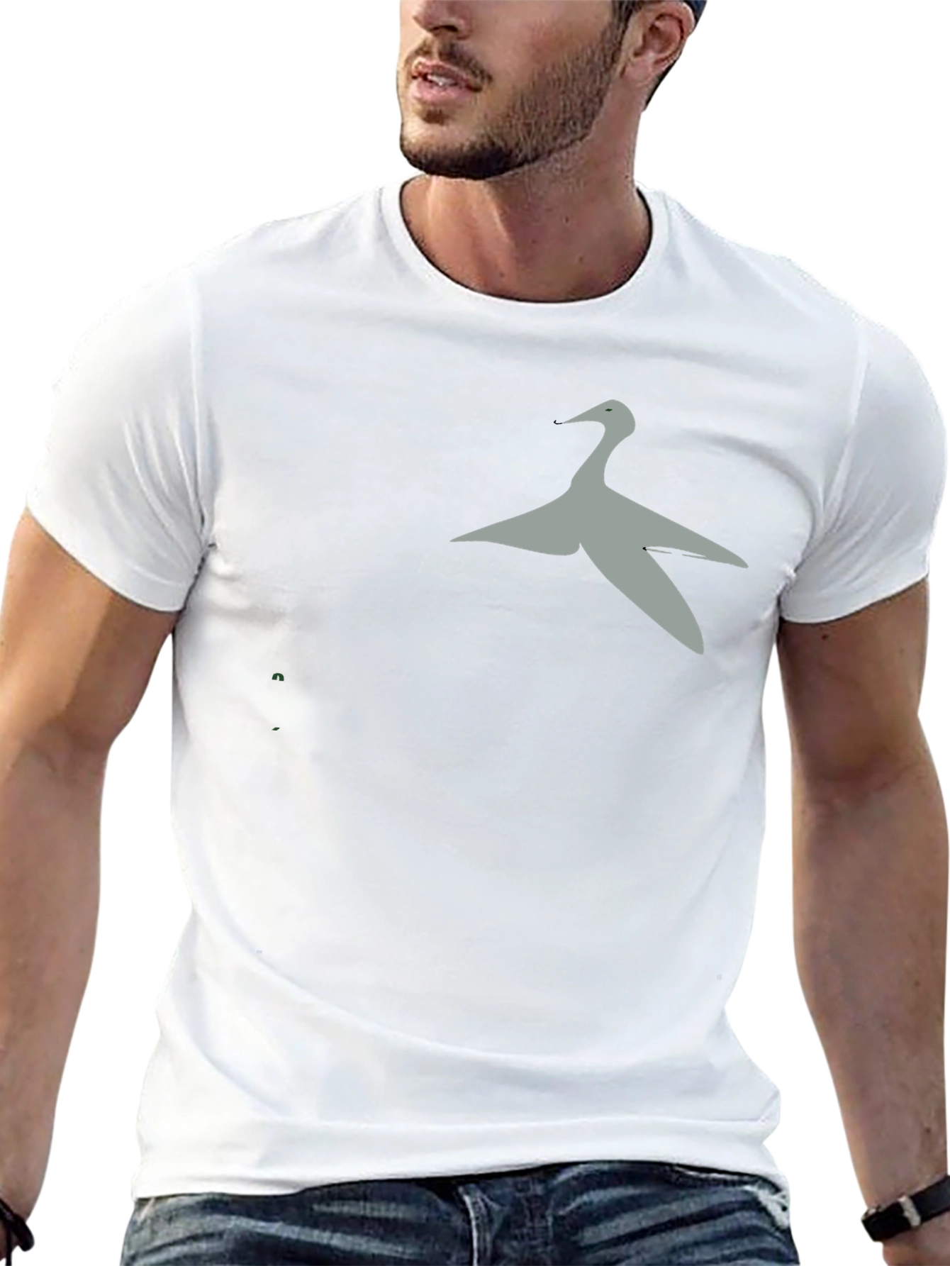 Mens Black T-Shirt with Crane Design