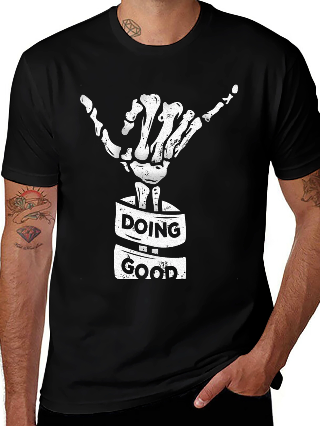 Doing Good Skeleton Hand T-Shirt - Black