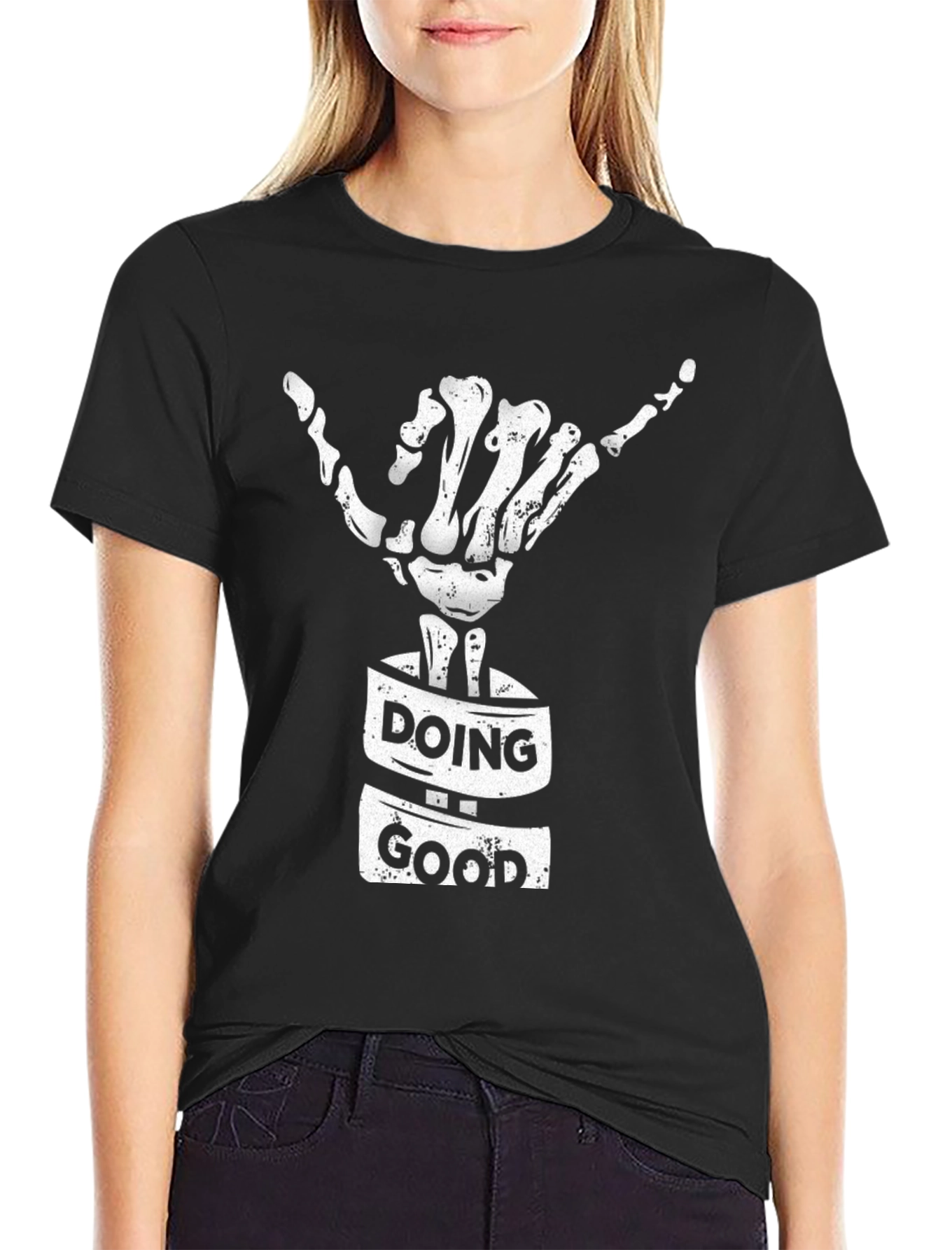 Doing Good Skeleton Hand T-Shirt - Black