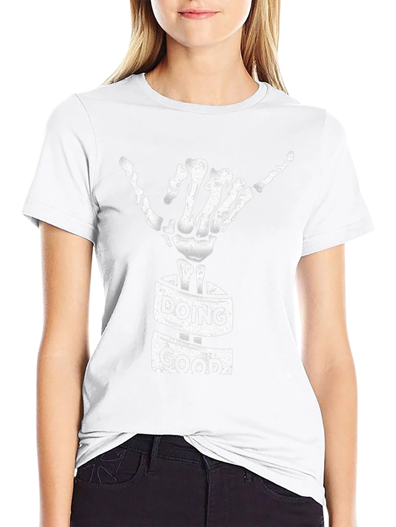 Doing Good Skeleton Hand T-Shirt - Black