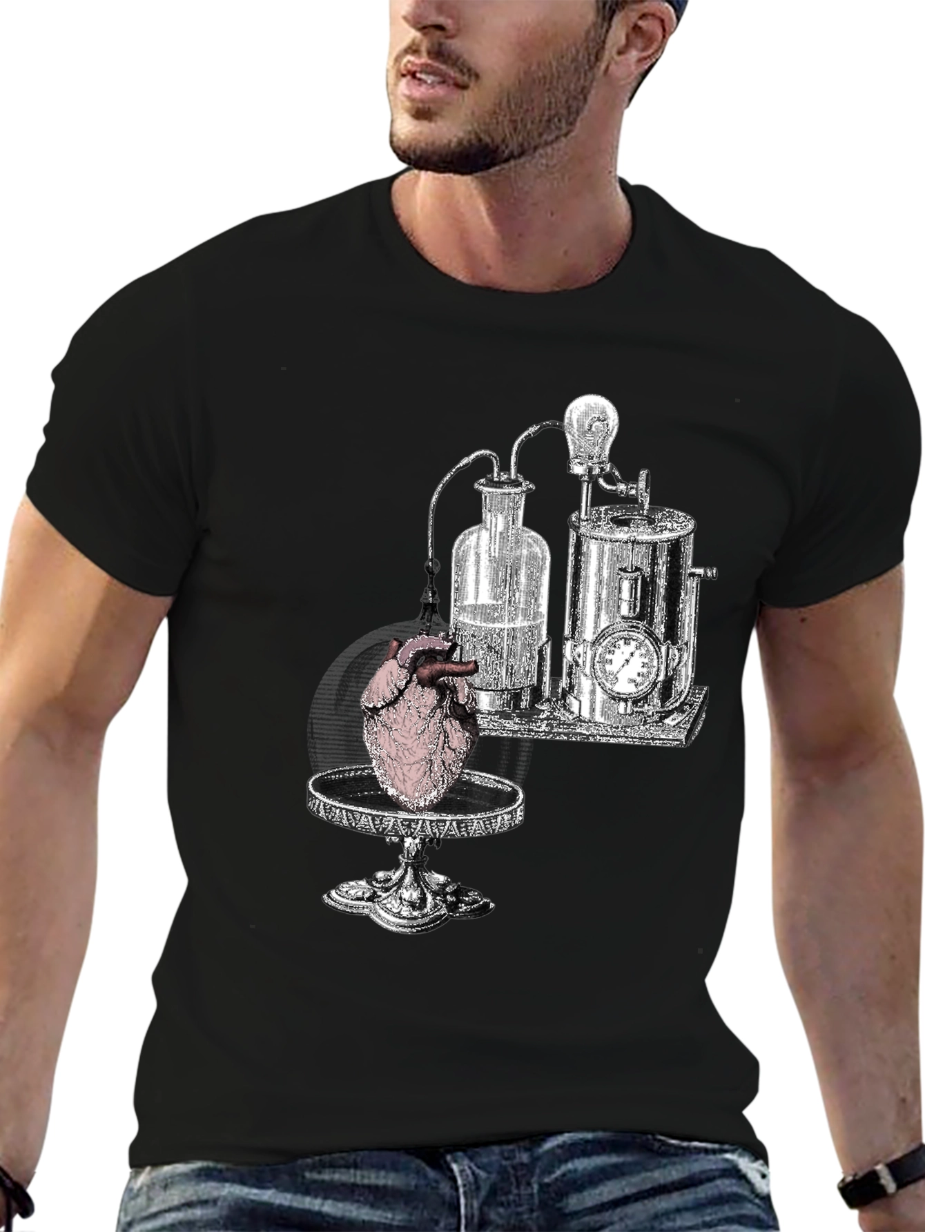 Steampunk Heart T-Shirt - Black Graphic Tee