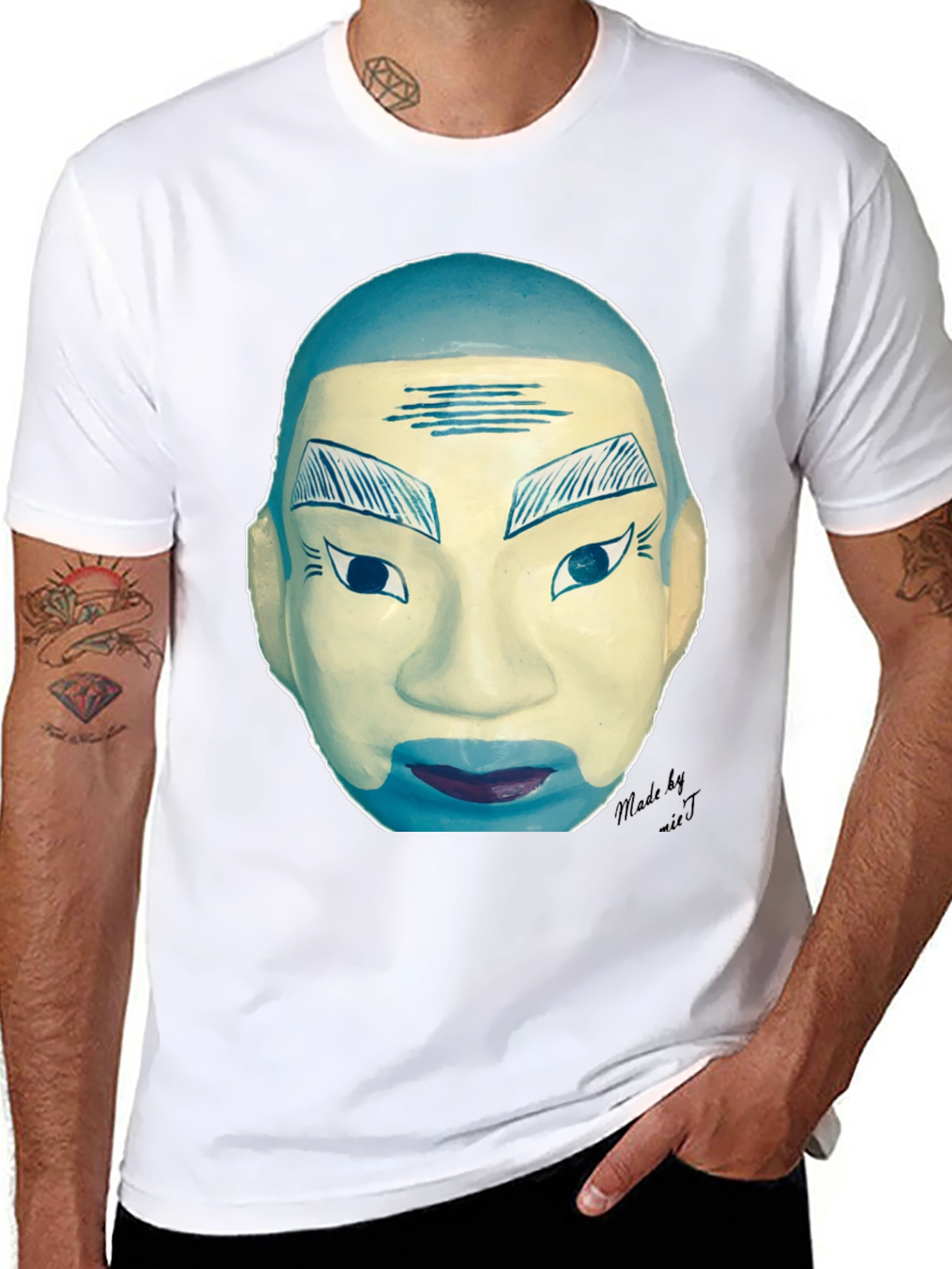 Unique Asian Art Face Graphic T-Shirt