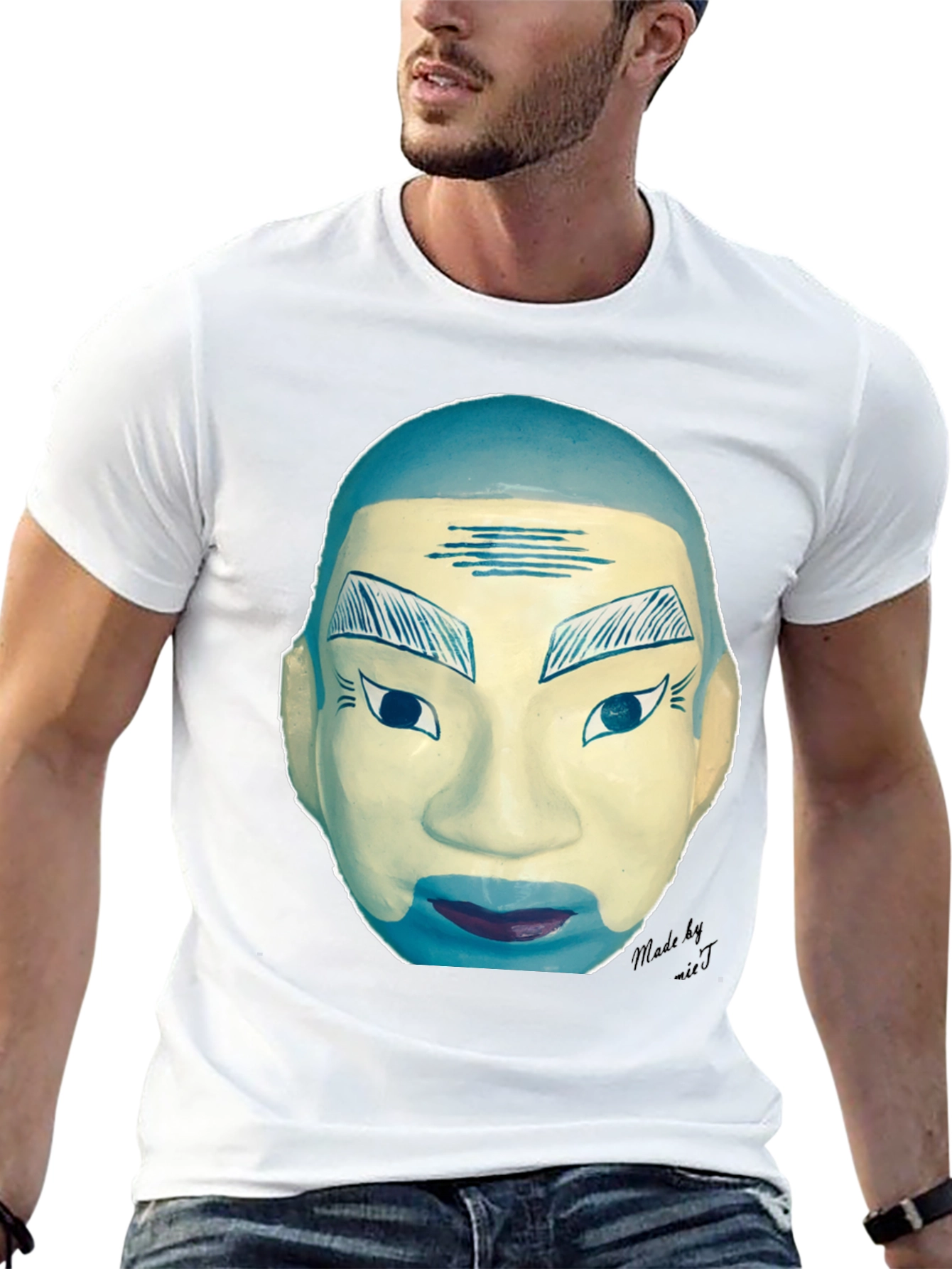 Unique Asian Art Face Graphic T-Shirt