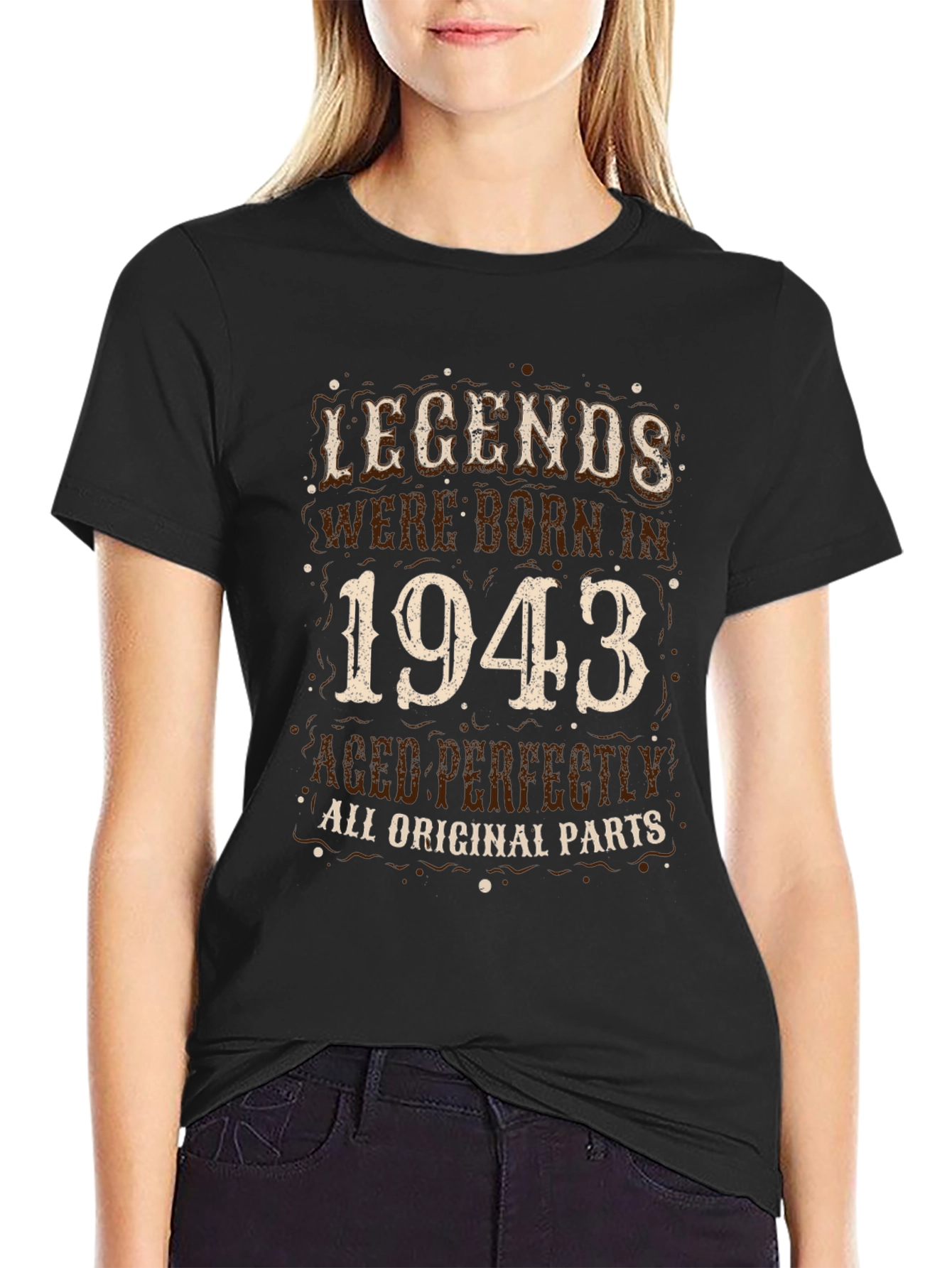Legends Born In 1943 Black Graphic Tee