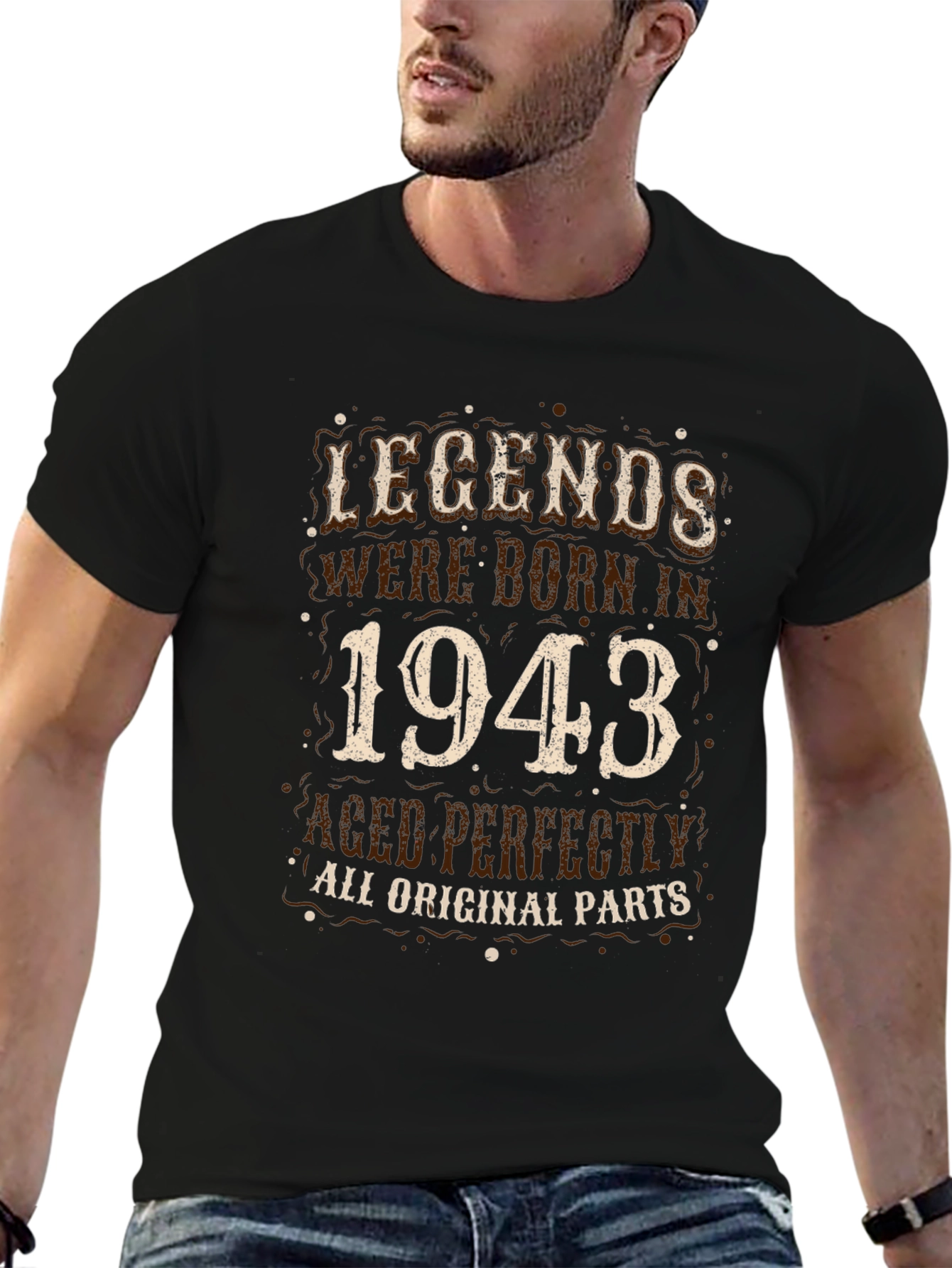 Legends Born In 1943 Black Graphic Tee