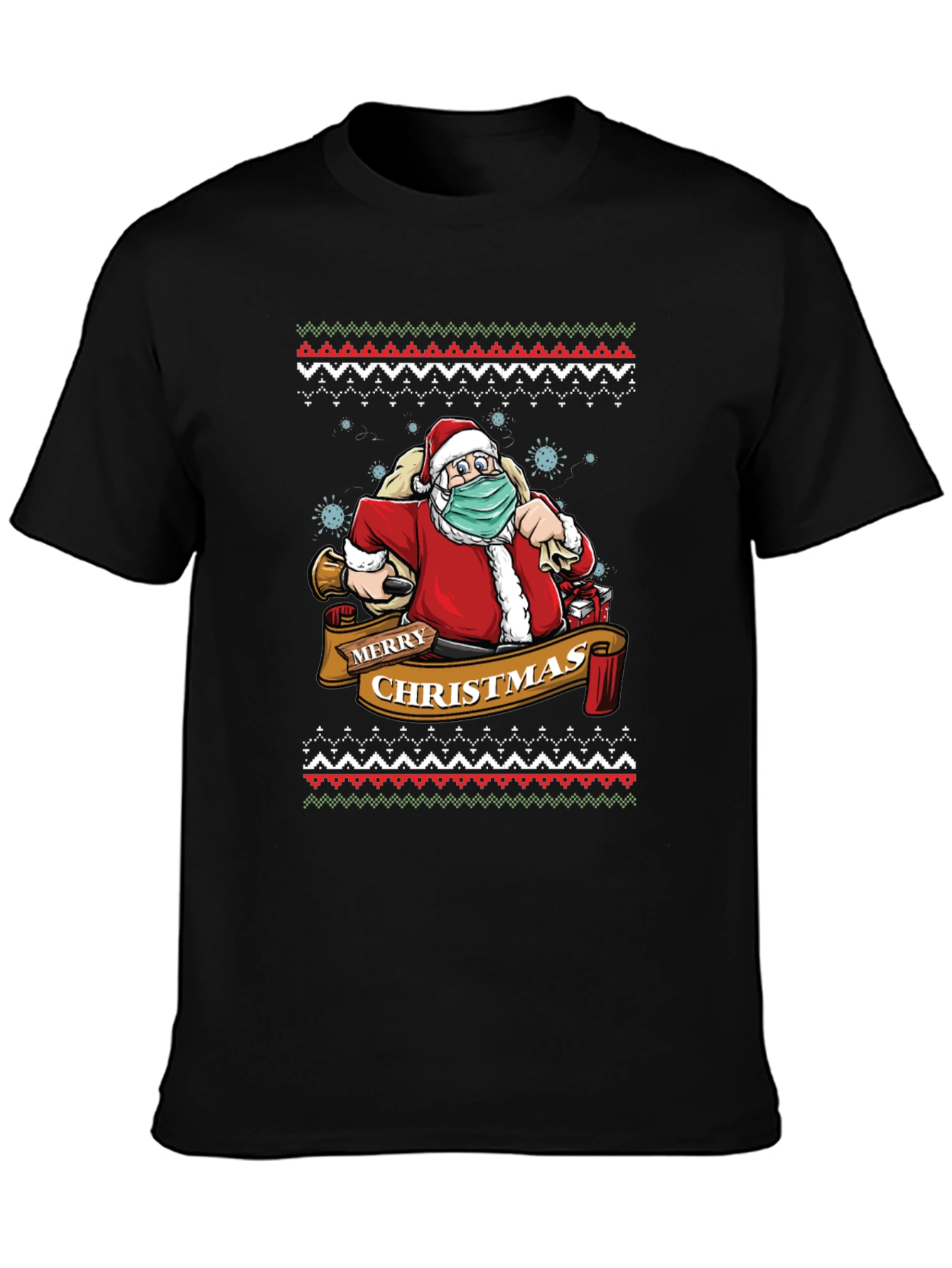 Festive Santa Mask Christmas T-Shirt
