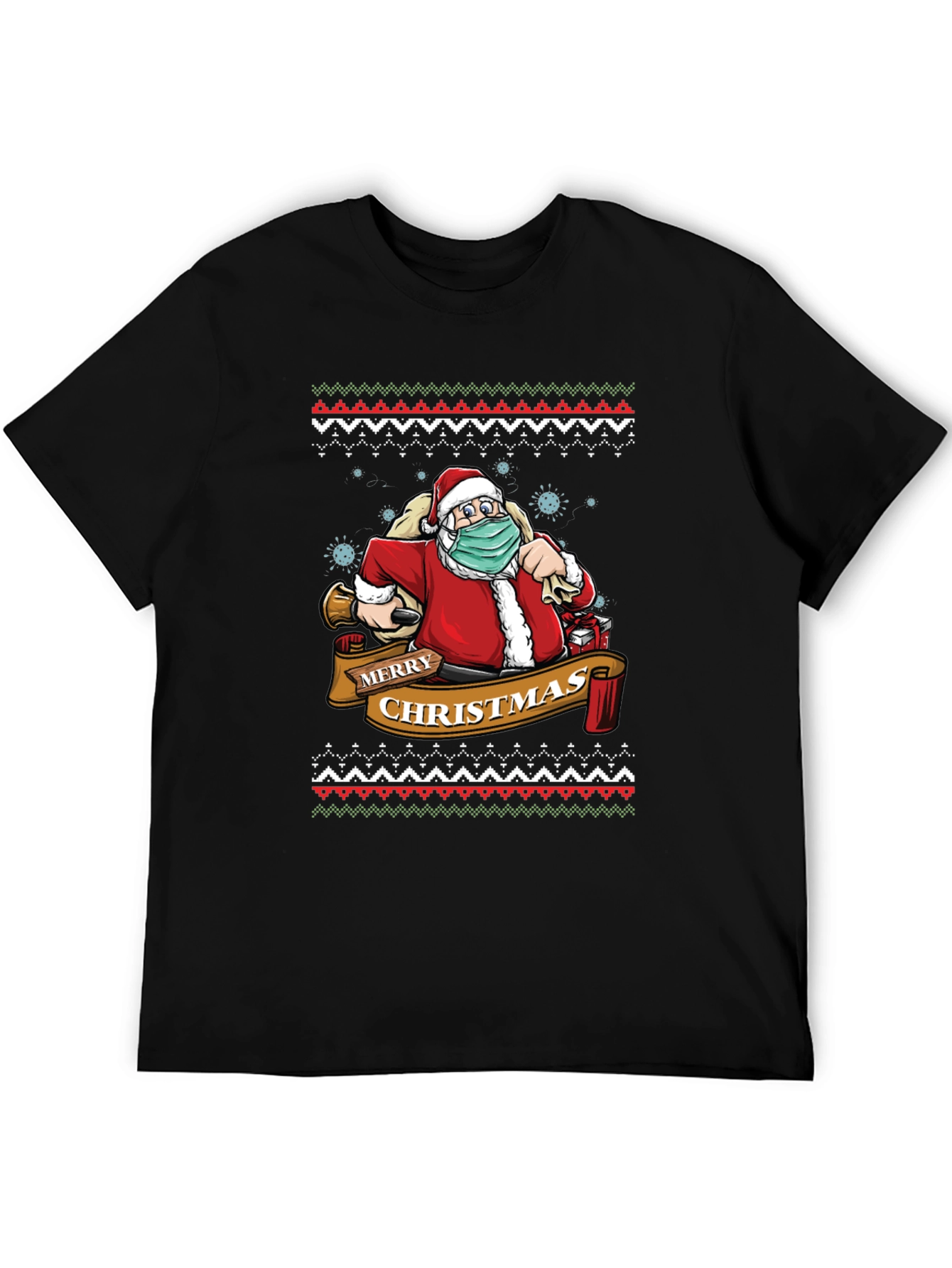Festive Santa Mask Christmas T-Shirt