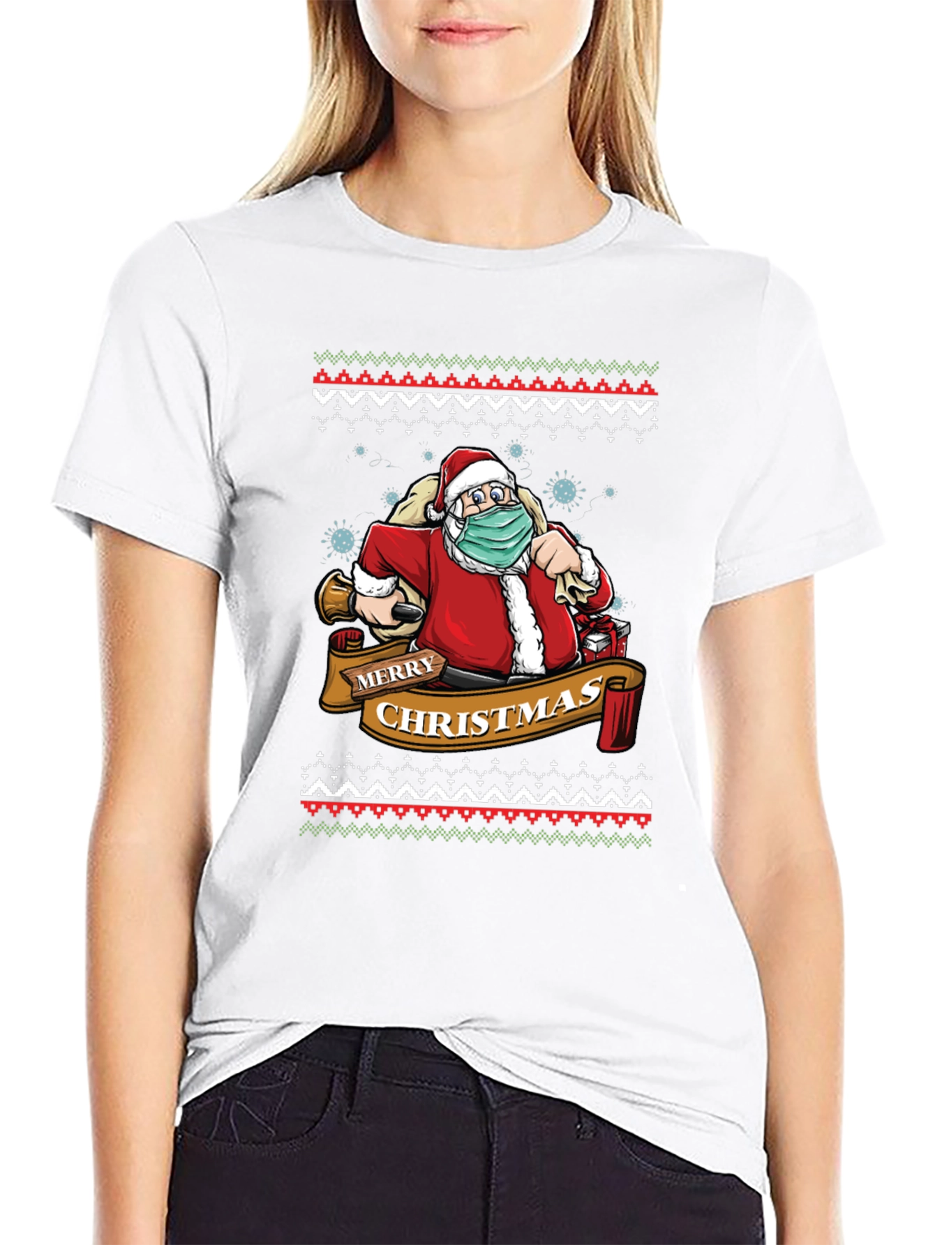 Festive Santa Mask Christmas T-Shirt