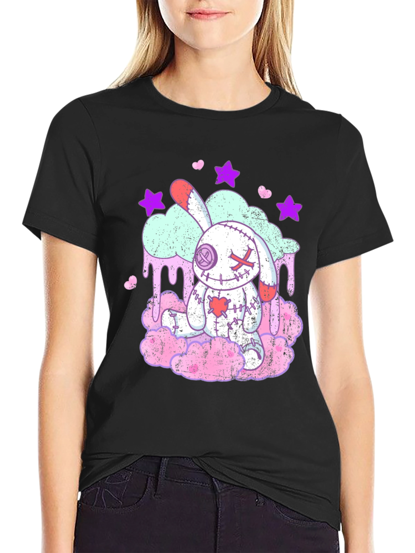 Creepy Cute Voodoo Bunny T-Shirt - Goth Pastel