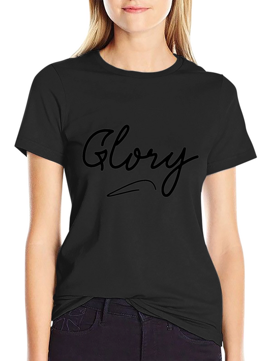 Glory Script Black T-Shirt - Casual Cotton Tee