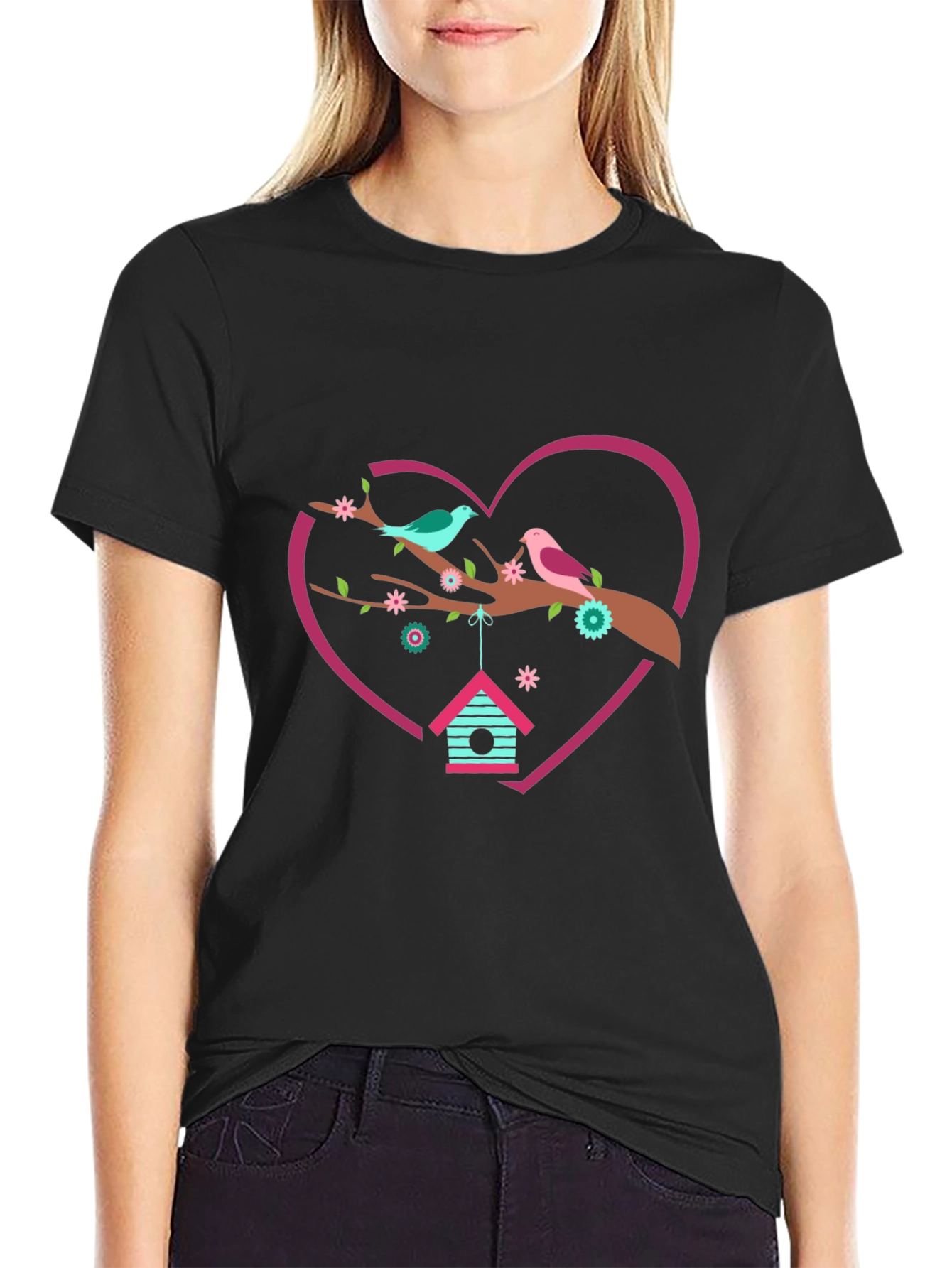 Birds & Heart T-Shirt - Unique Graphic Tee