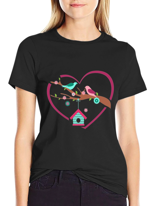 Birds & Heart T-Shirt - Unique Graphic Tee