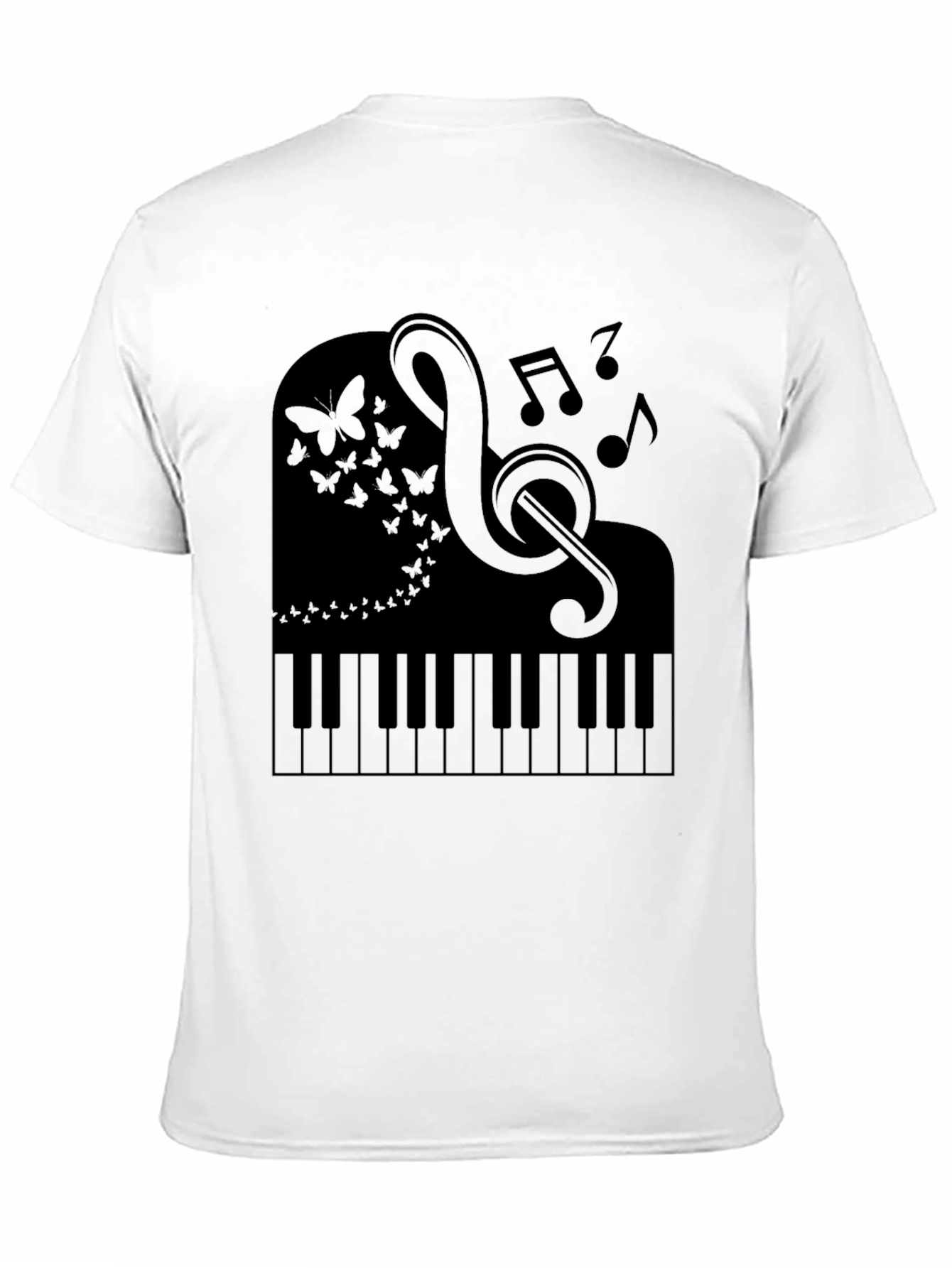 Musical Piano Butterfly Graphic Tee - Black