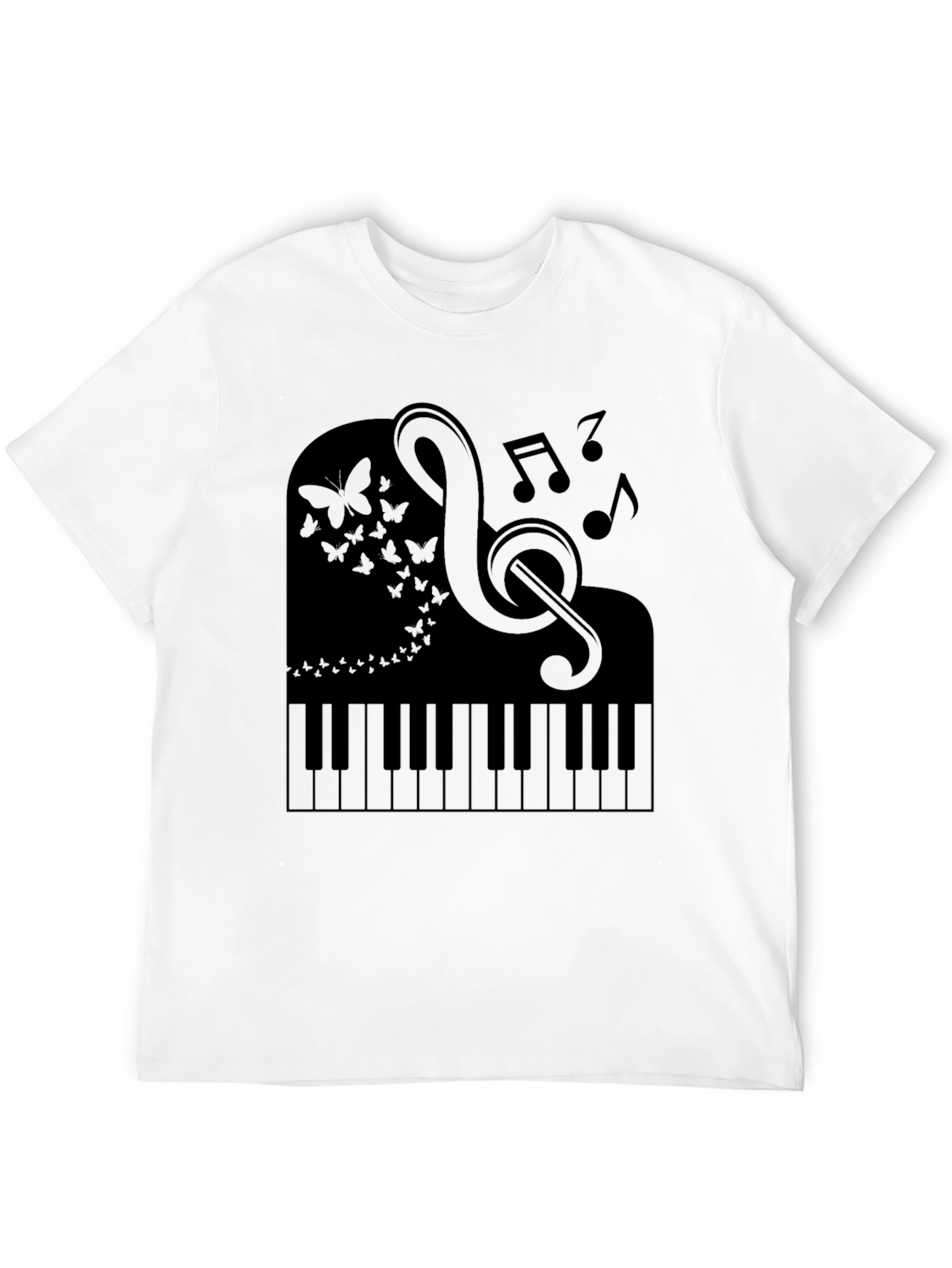 Musical Piano Butterfly Graphic Tee - Black