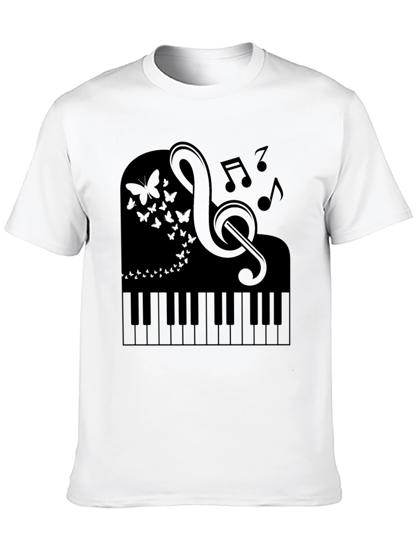 Musical Piano Butterfly Graphic Tee - Black