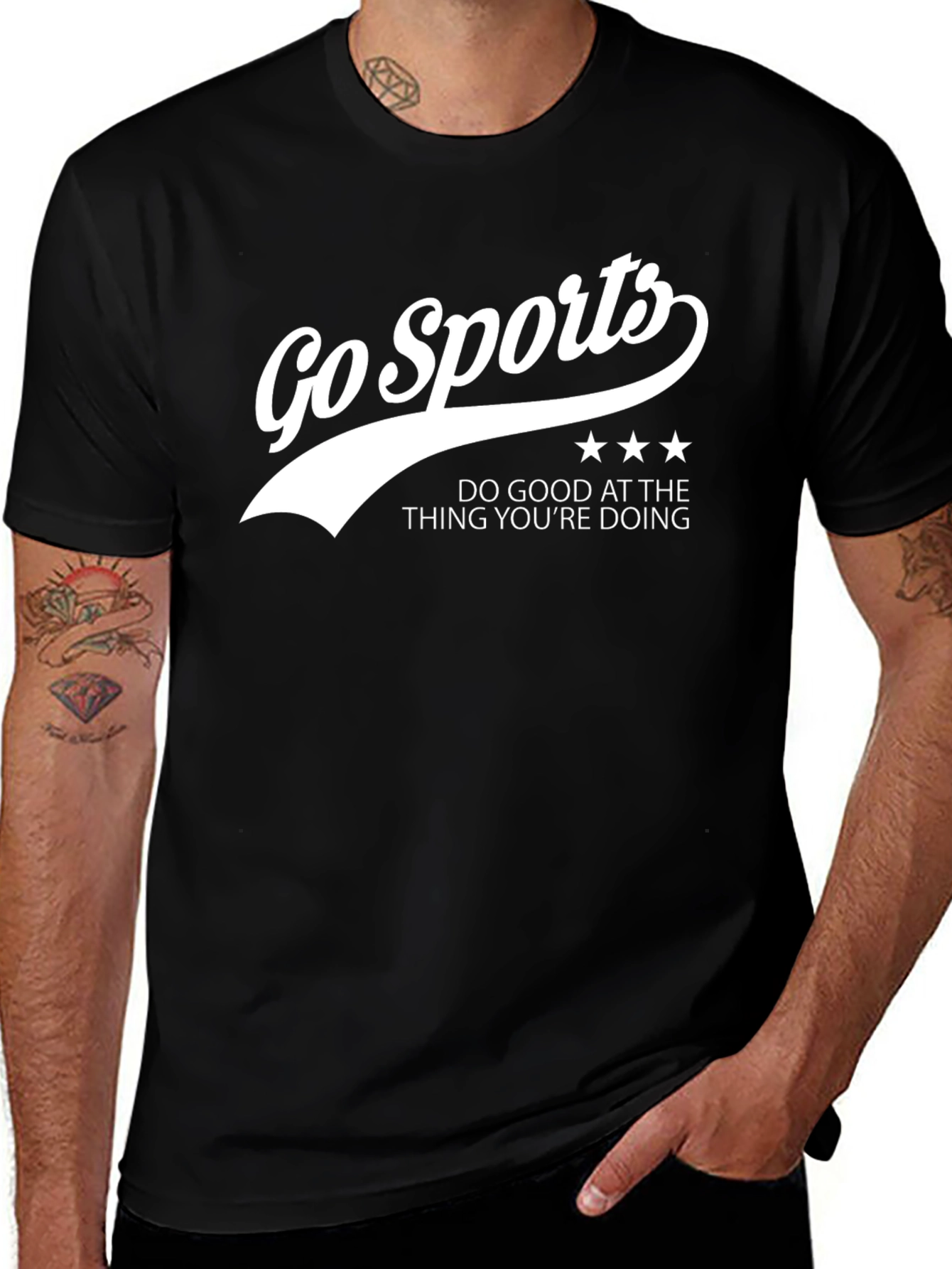 Go Sports Slogan Black T-Shirt