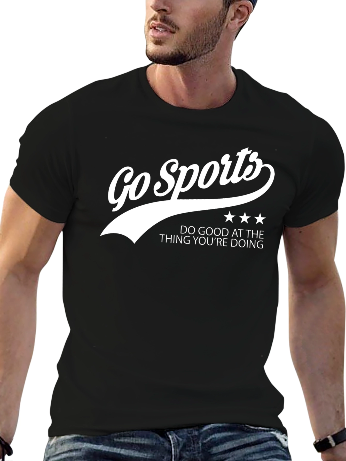 Go Sports Slogan Black T-Shirt