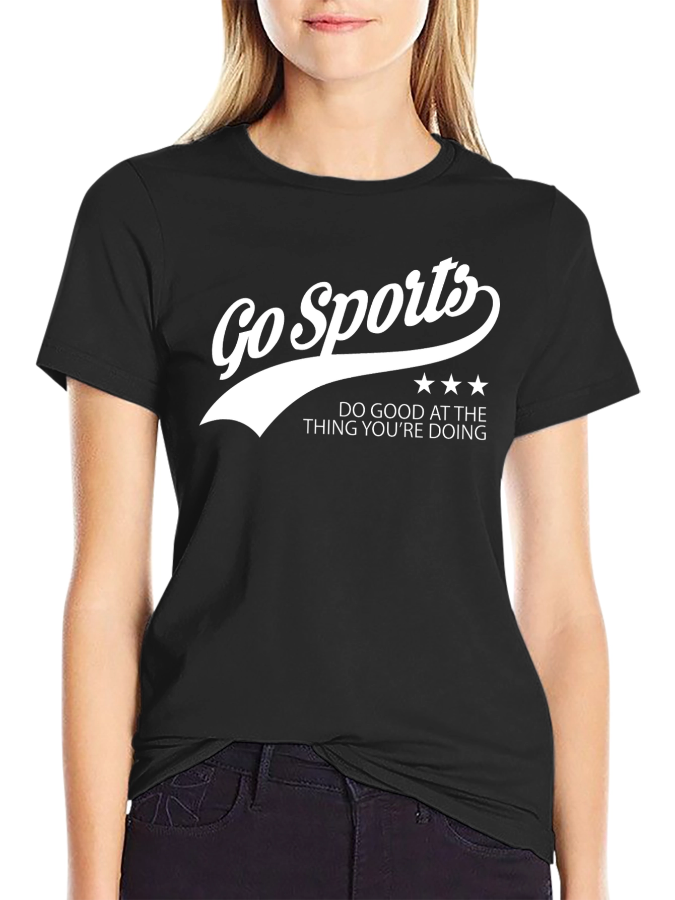 Go Sports Slogan Black T-Shirt