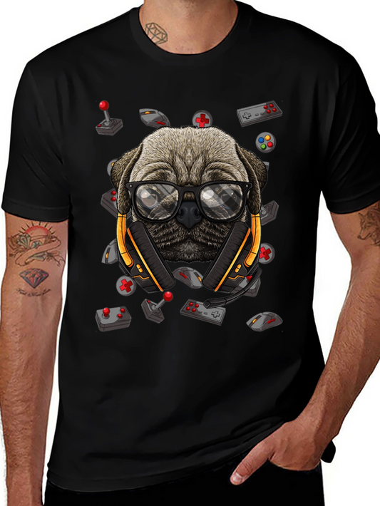 Gamer Pug T-Shirt - Geeky Dog Tee