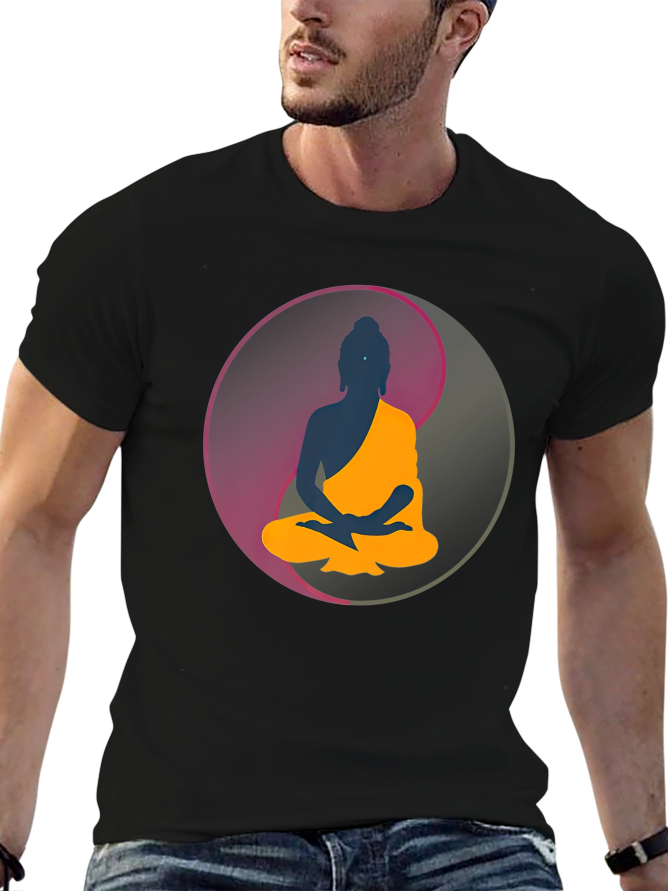 Buddha Yin Yang Graphic T-Shirt - Meditation Zen Tee