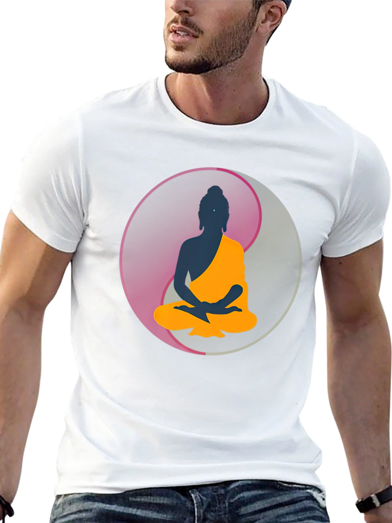 Buddha Yin Yang Graphic T-Shirt - Meditation Zen Tee