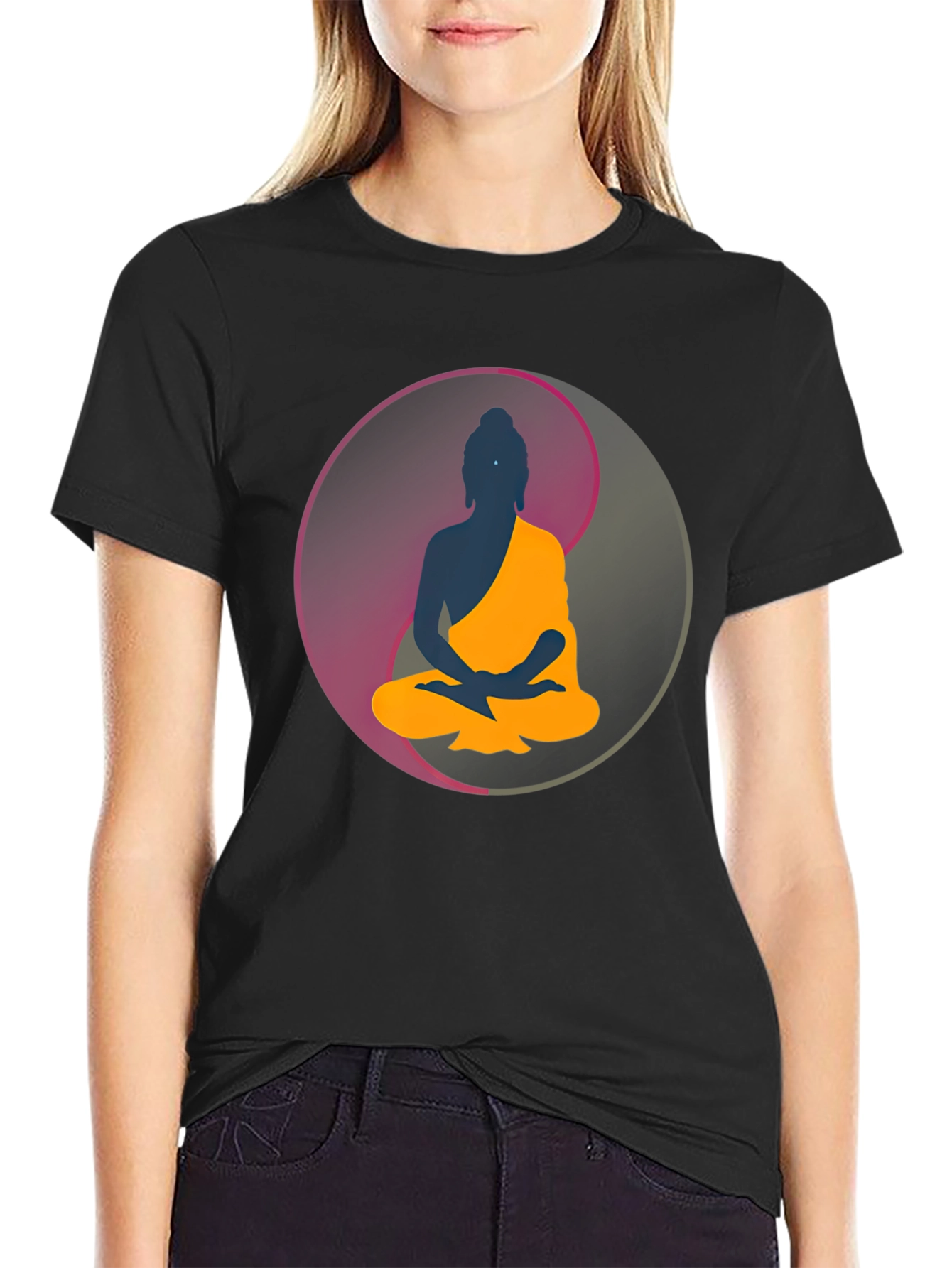 Buddha Yin Yang Graphic T-Shirt - Meditation Zen Tee