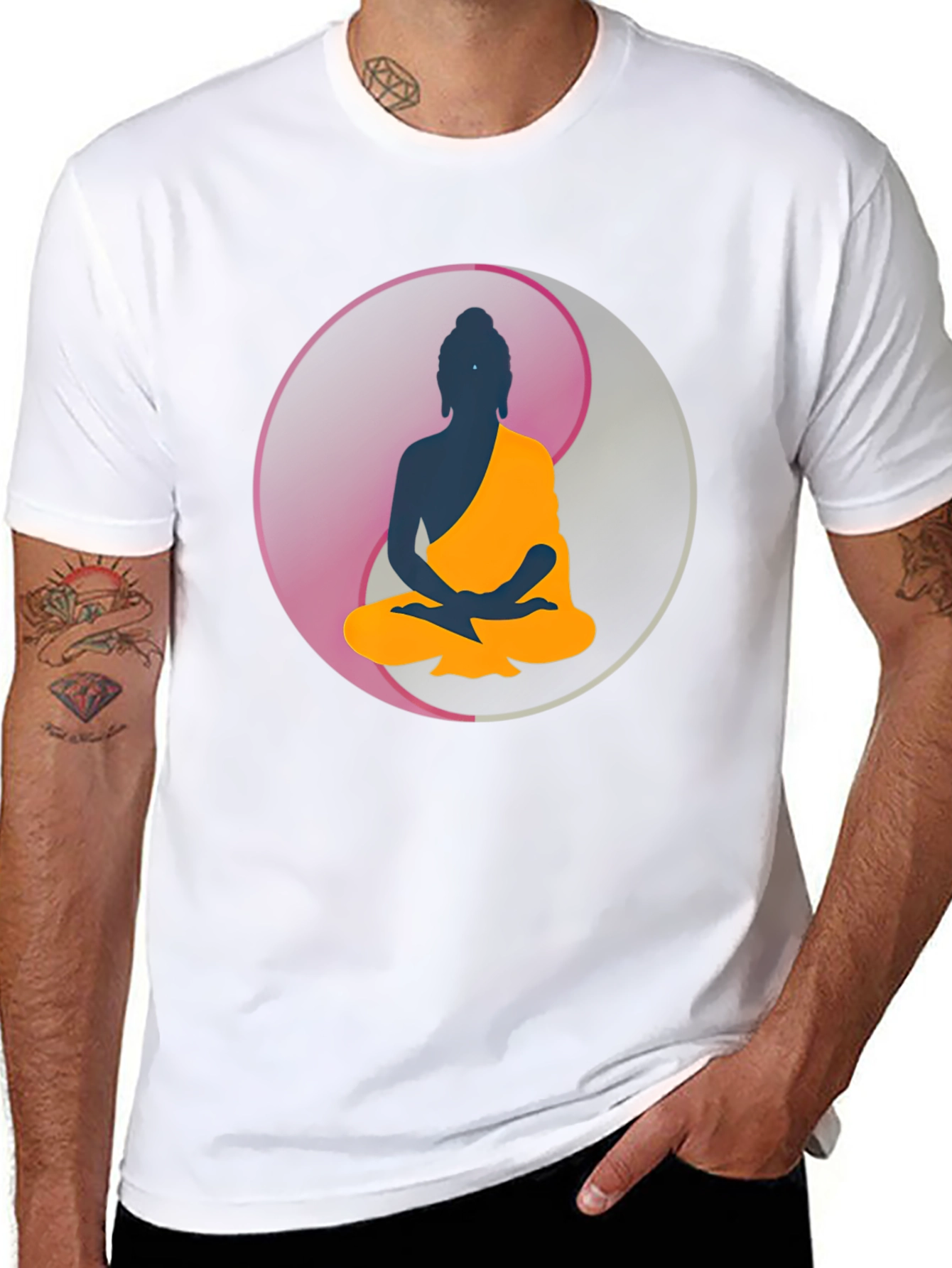 Buddha Yin Yang Graphic T-Shirt - Meditation Zen Tee