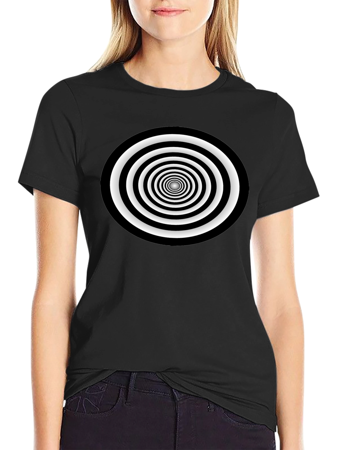 Hypnotic Spiral Graphic Tee - Black