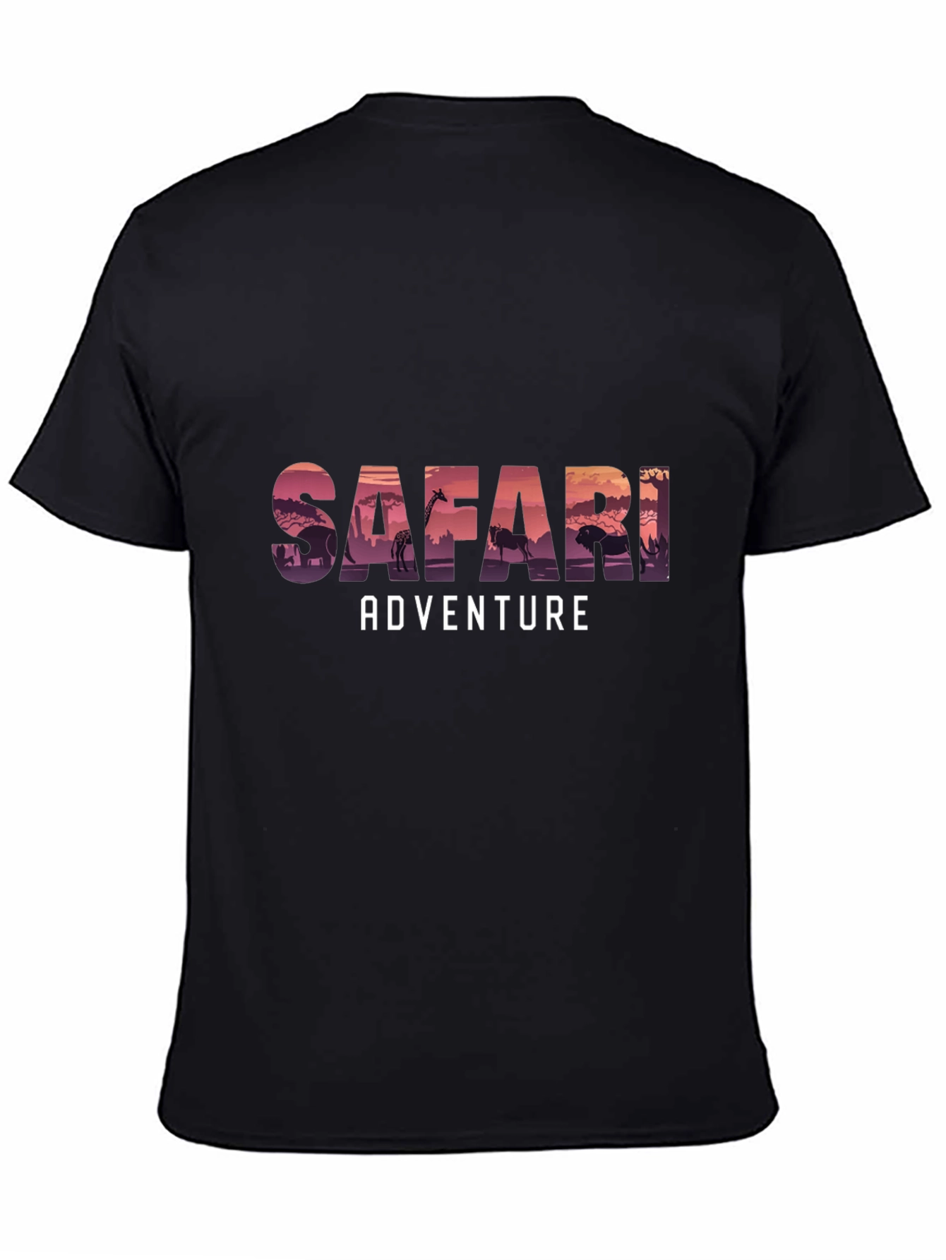 Safari Adventure Graphic Tee - Black Cotton T-Shirt