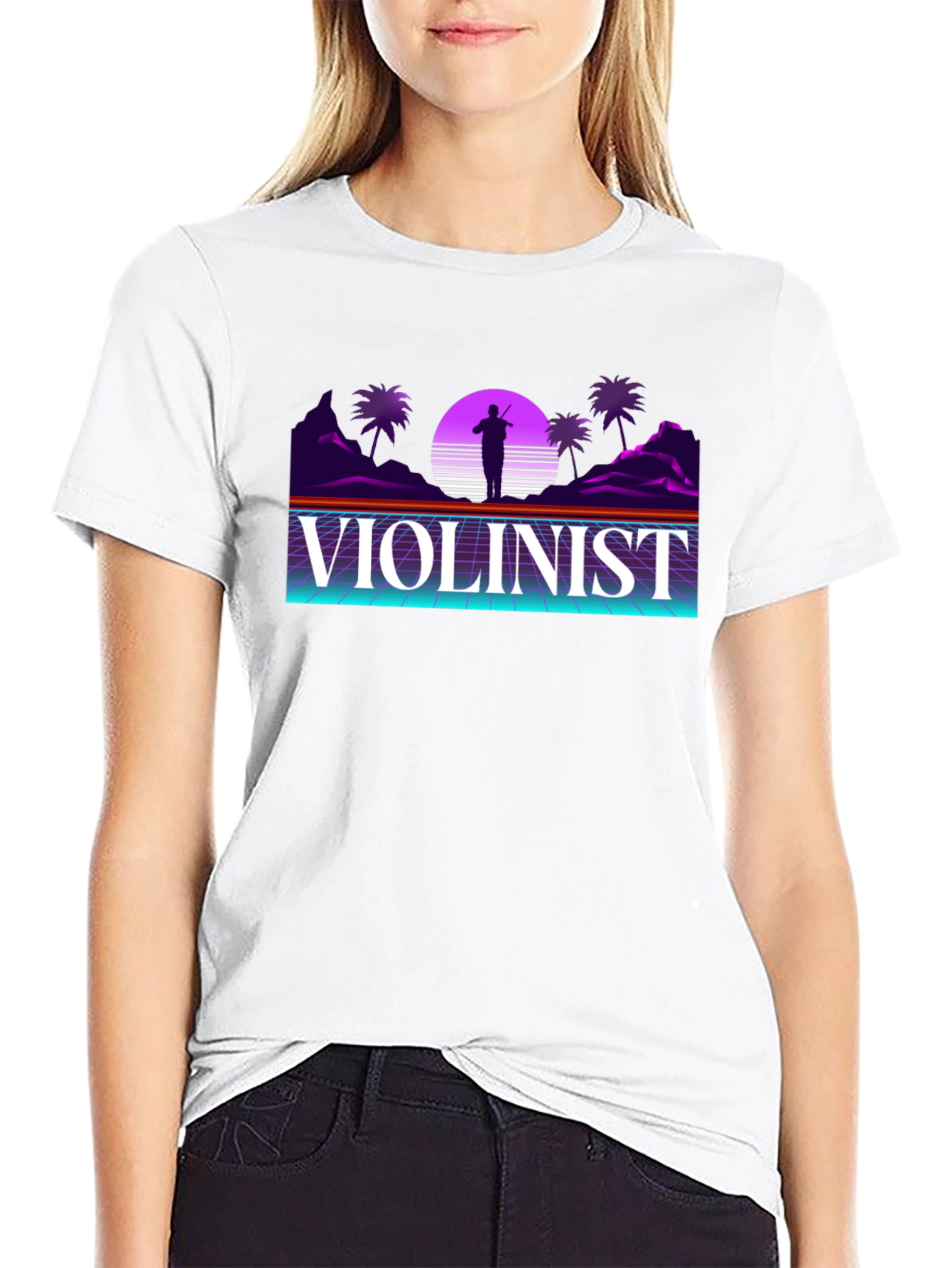 Synthwave Violinist Graphic Tee