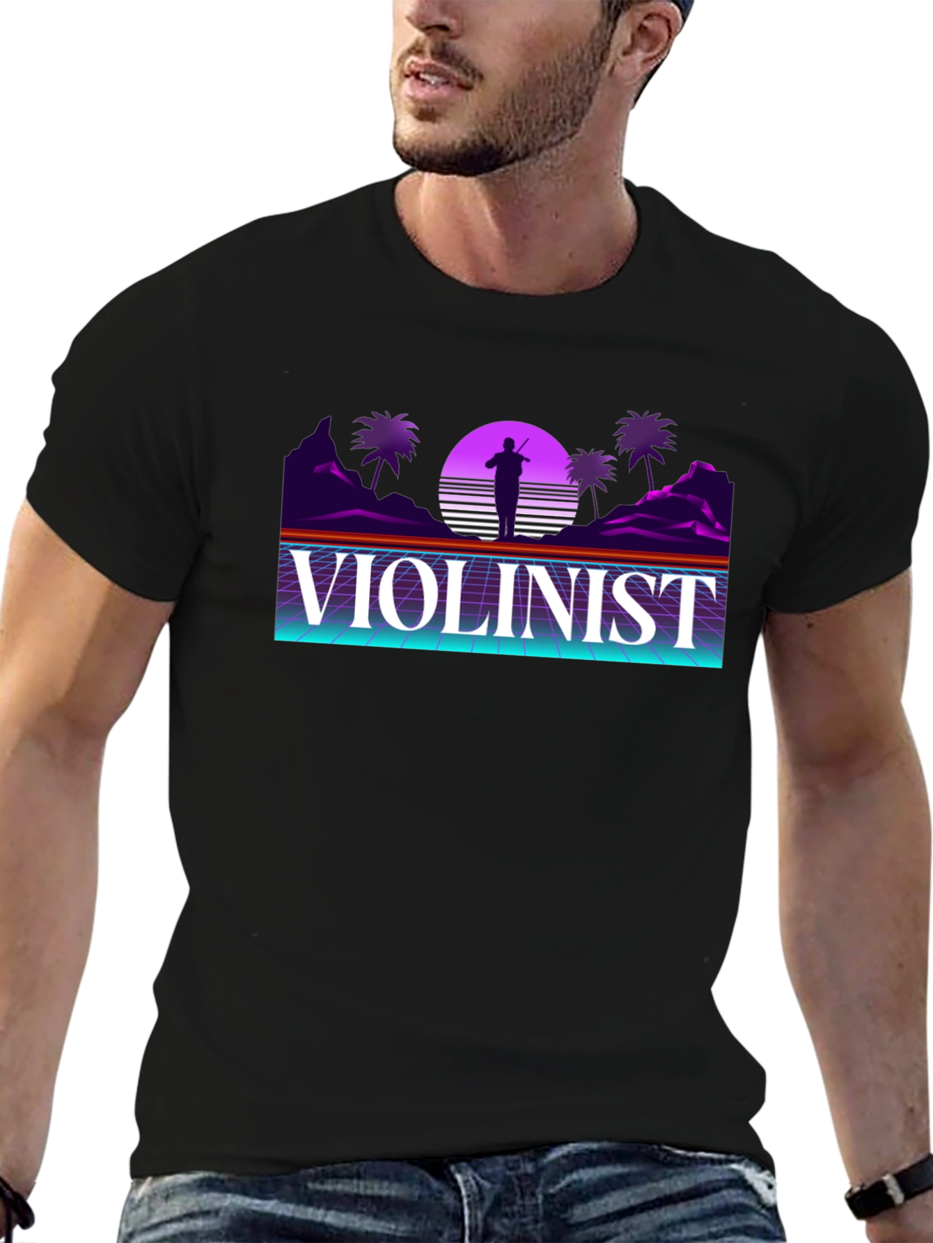 Synthwave Violinist Graphic Tee