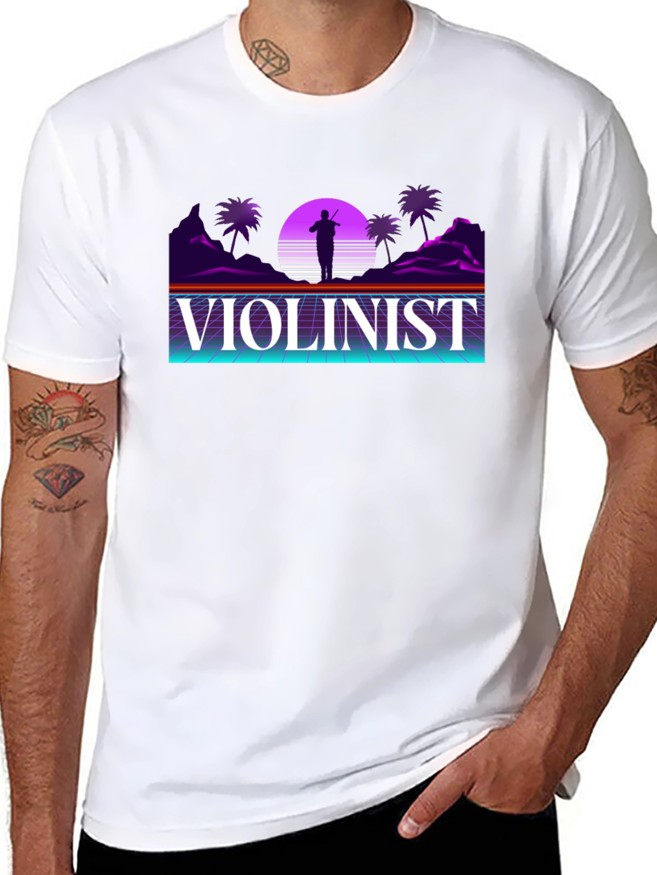 Synthwave Violinist Graphic Tee