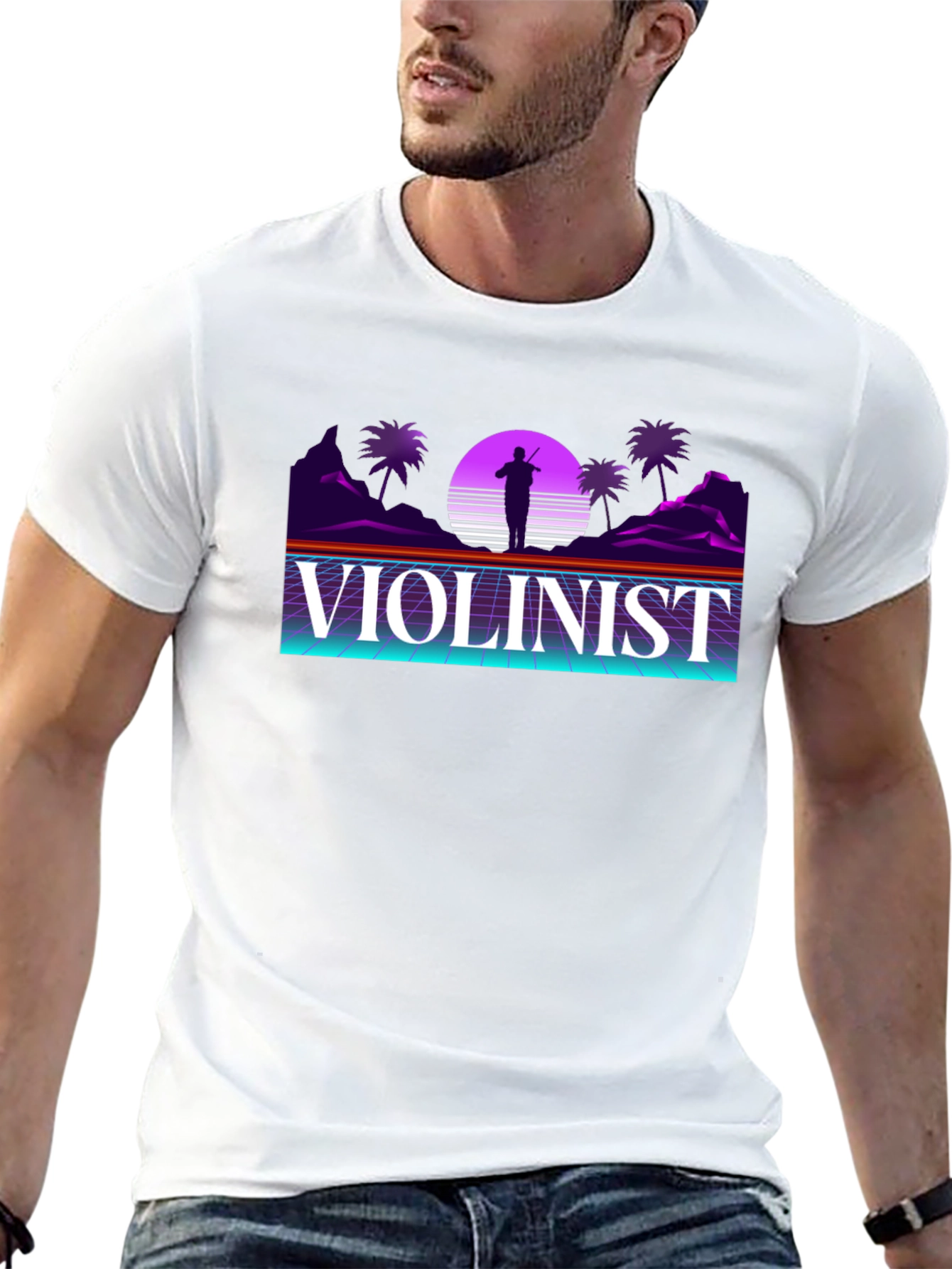Synthwave Violinist Graphic Tee