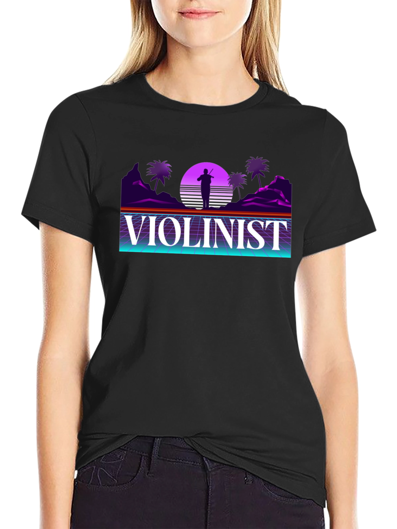 Synthwave Violinist Graphic Tee
