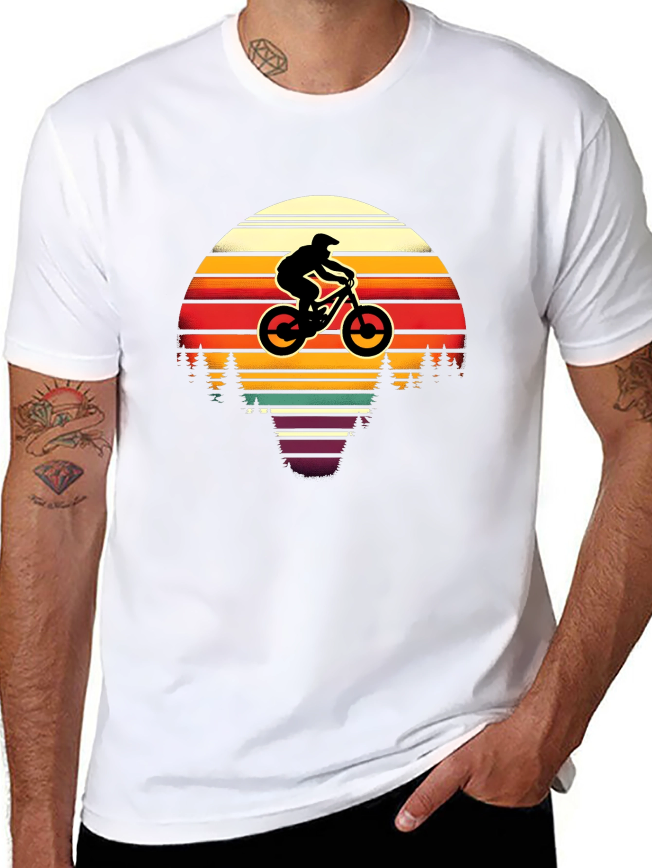 Mountain Biker Retro Sunset T-Shirt