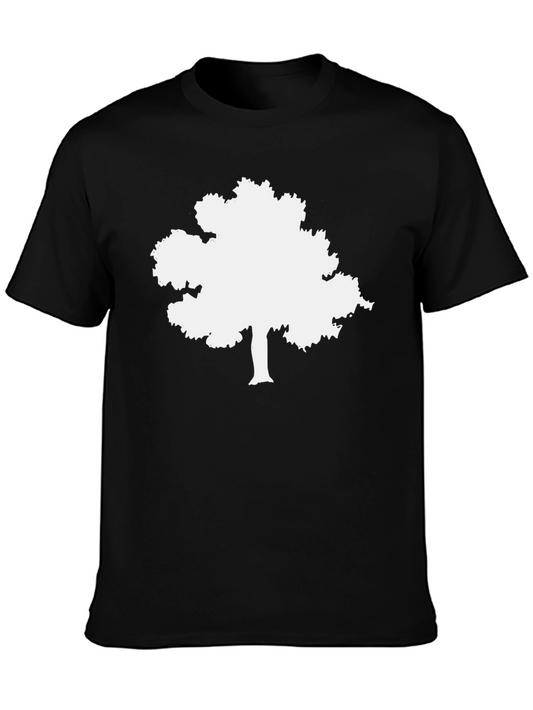 Black T-Shirt with White Tree Graphic