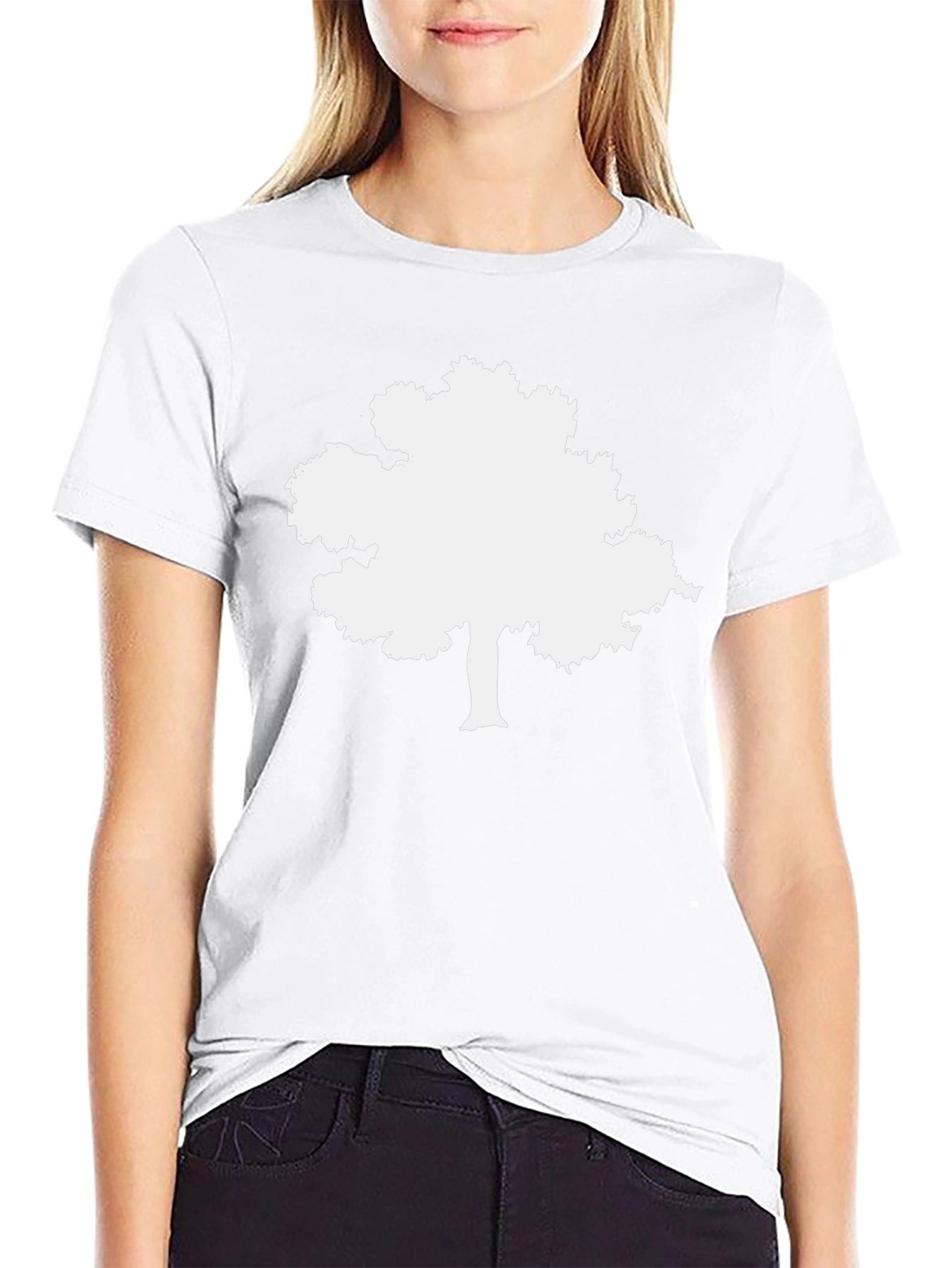Black T-Shirt with White Tree Graphic