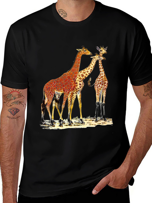 Giraffe Graphic Print Black T-Shirt