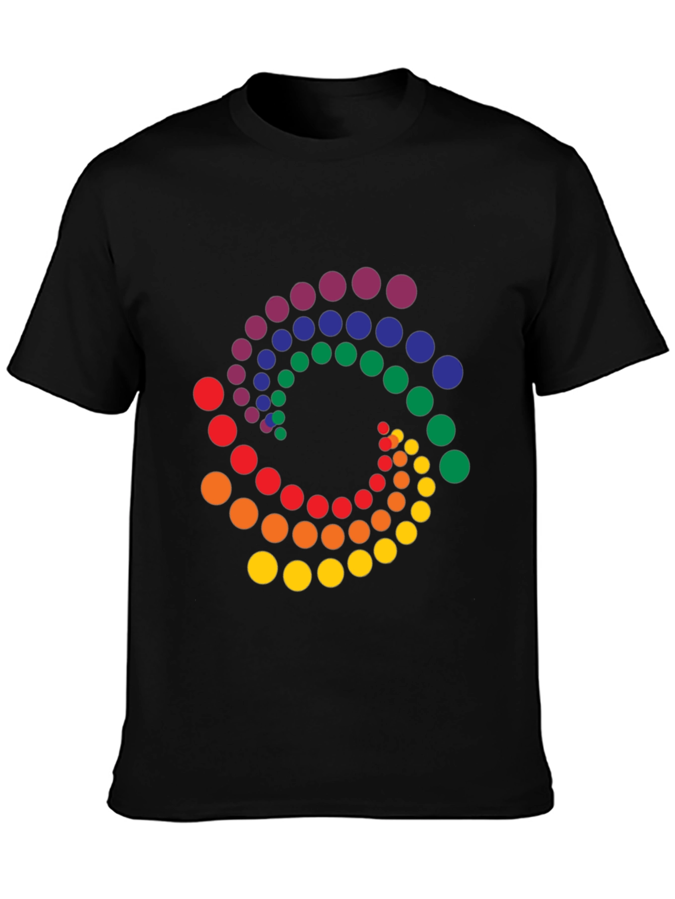 Rainbow Dot Swirl Black T-Shirt