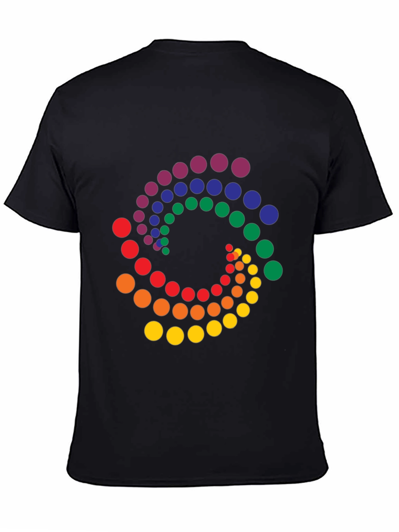 Rainbow Dot Swirl Black T-Shirt